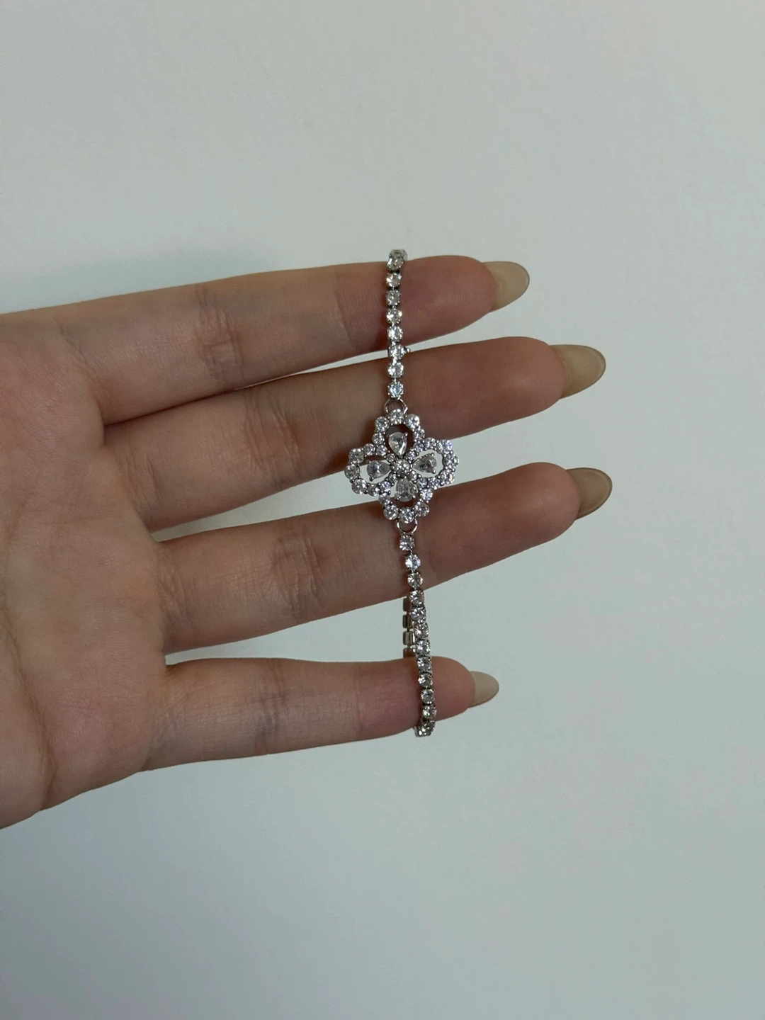 Silver Tone Crystal Tennis Bracelet