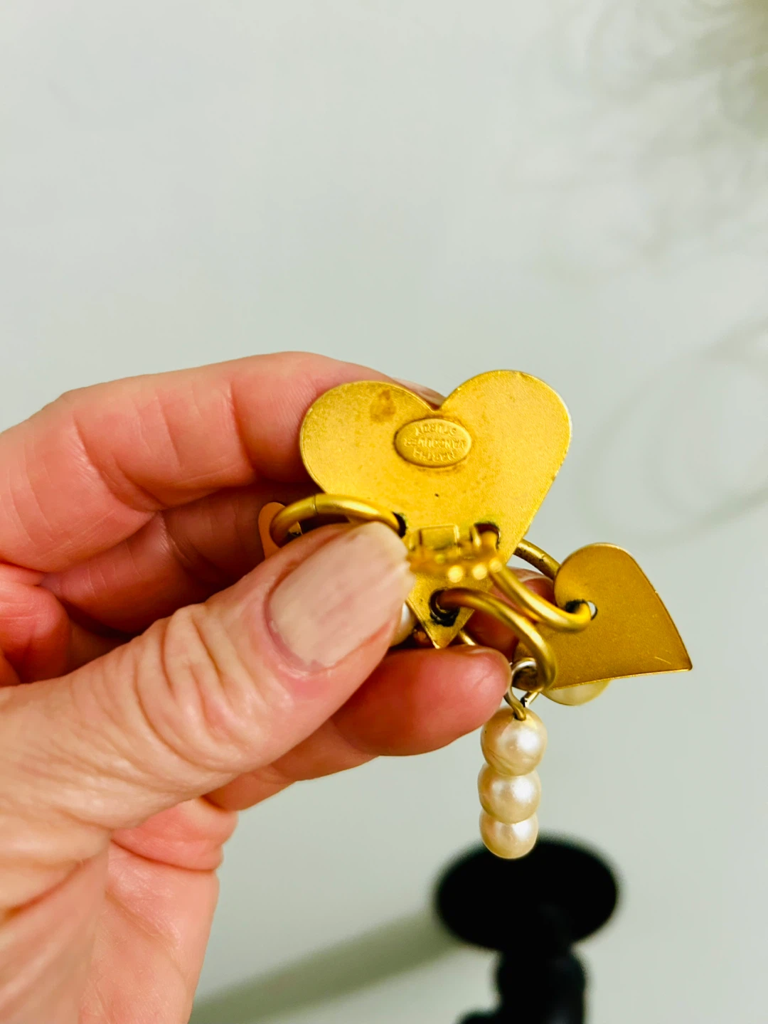 Gold Heart & Pearl Dangle Earrings - photo 3
