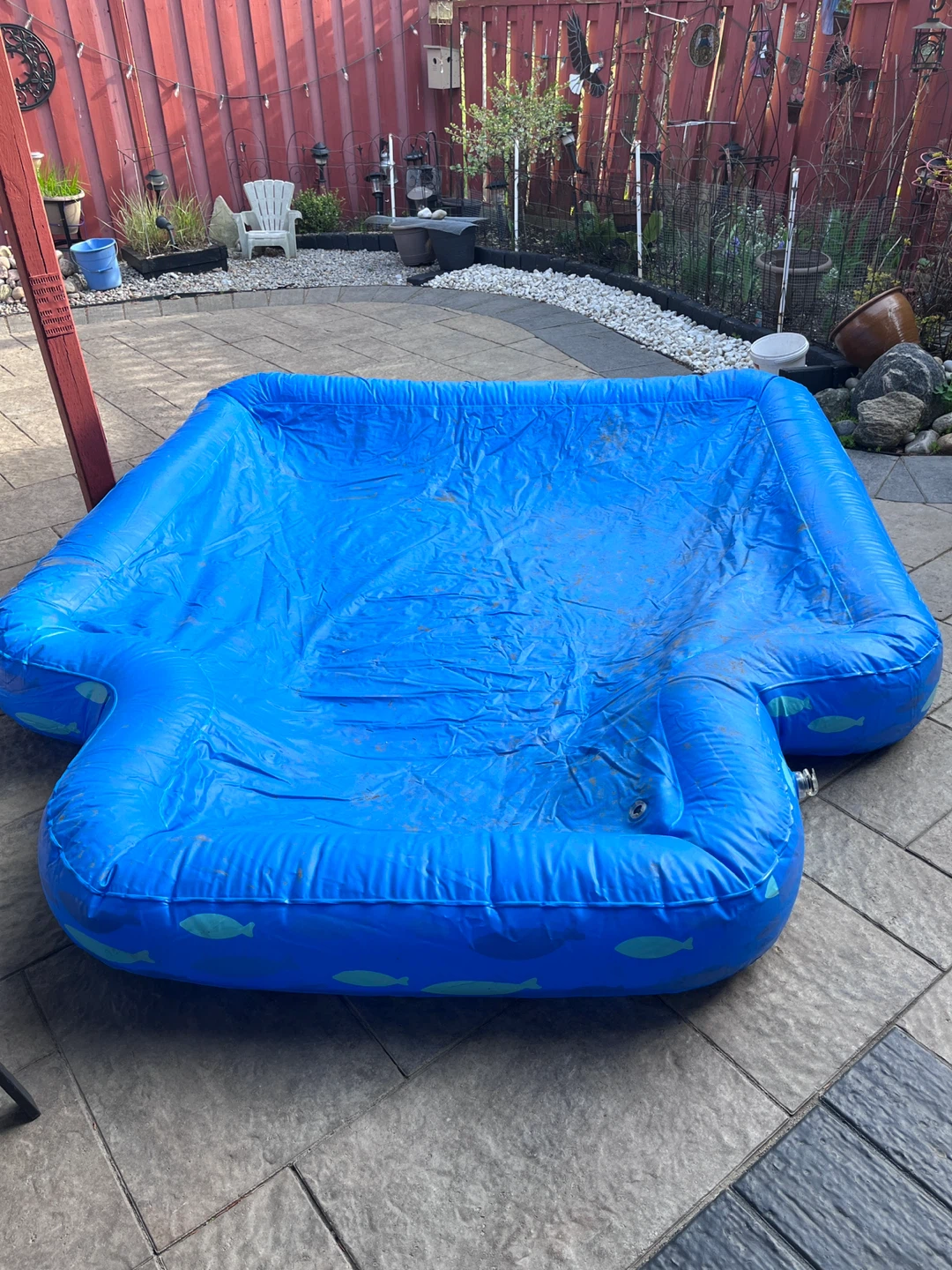 Blue Inflatable kiddie pool with fish design - photo 3