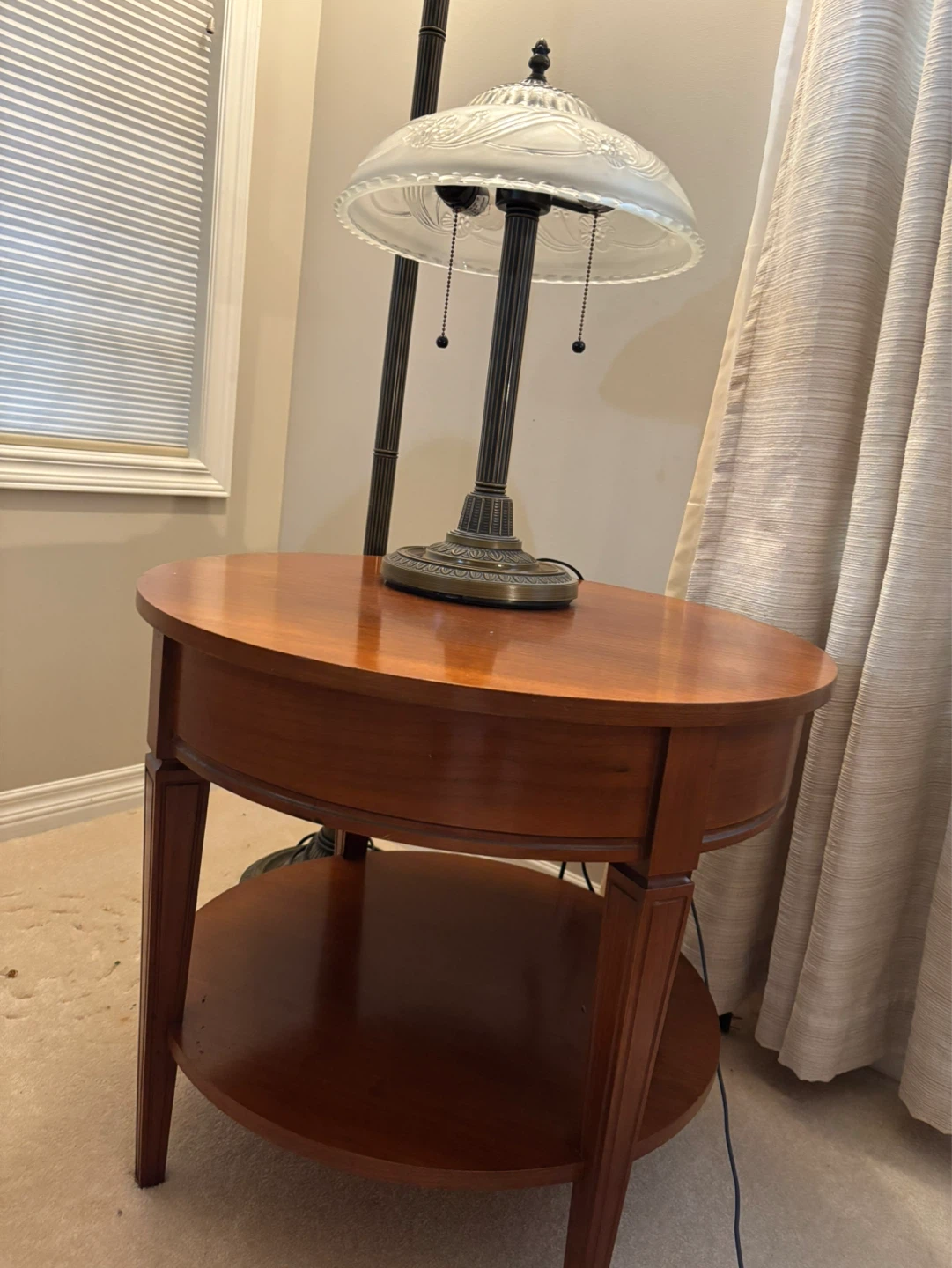 Wooden End Table with Drawer and Lower Shelf