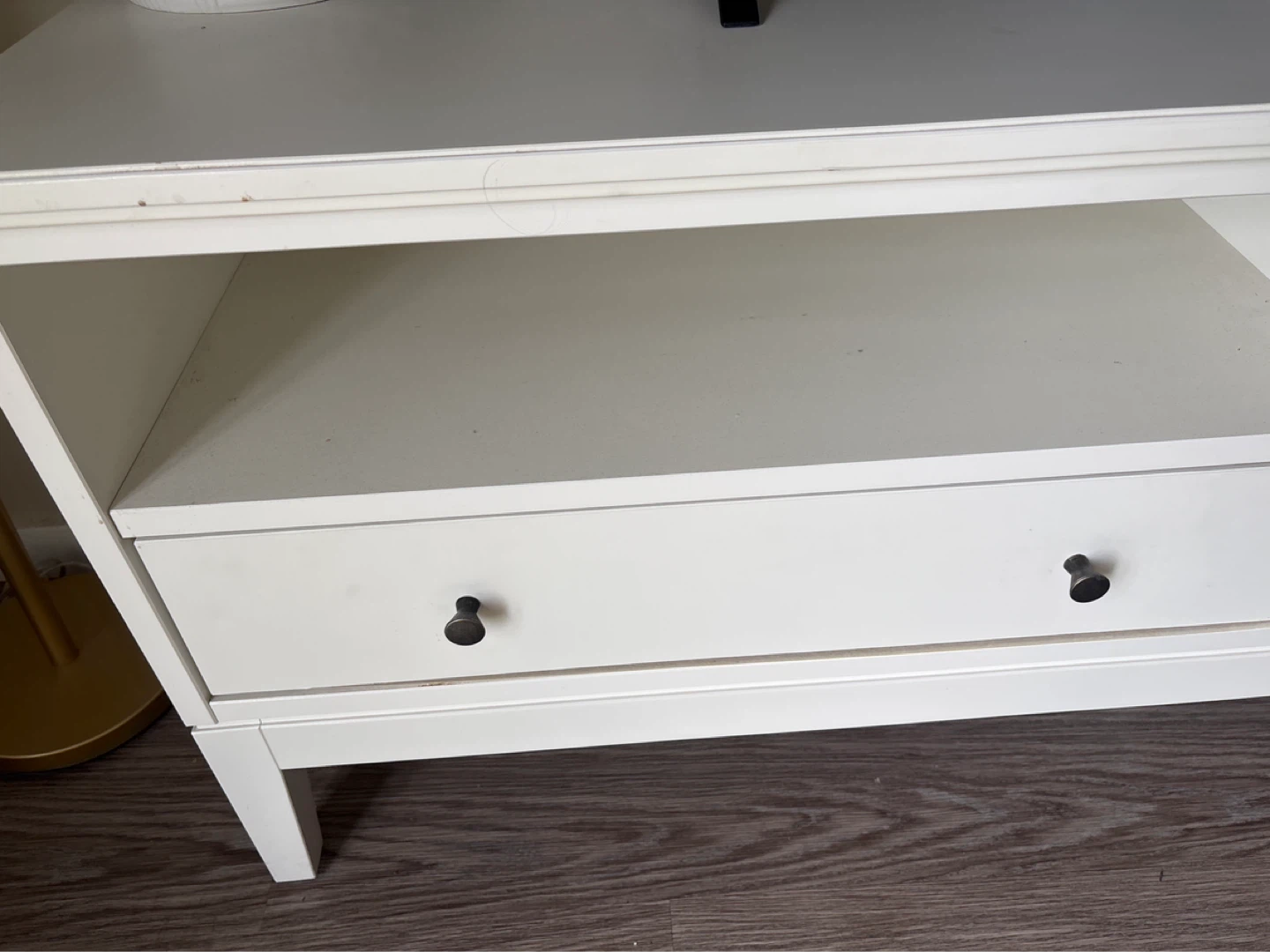 TV TABLE White Media Console with Drawers - photo 2