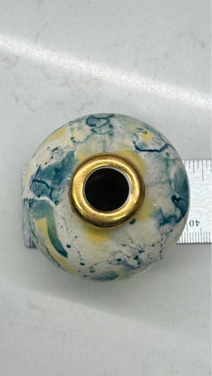Small Ceramic Vase with Gold Rim 3” - photo 5