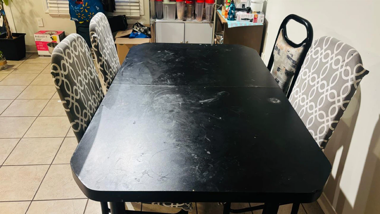 Black Dining Table with 4 Chairs - photo 2
