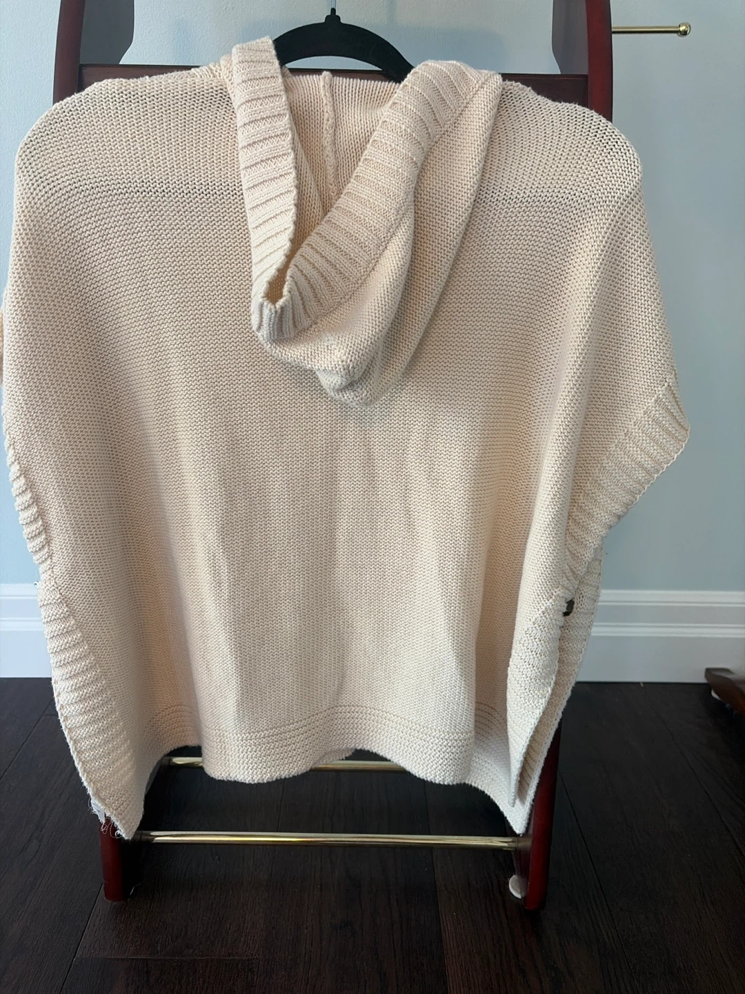 Cream Cable Knit Poncho with Hood - photo 2