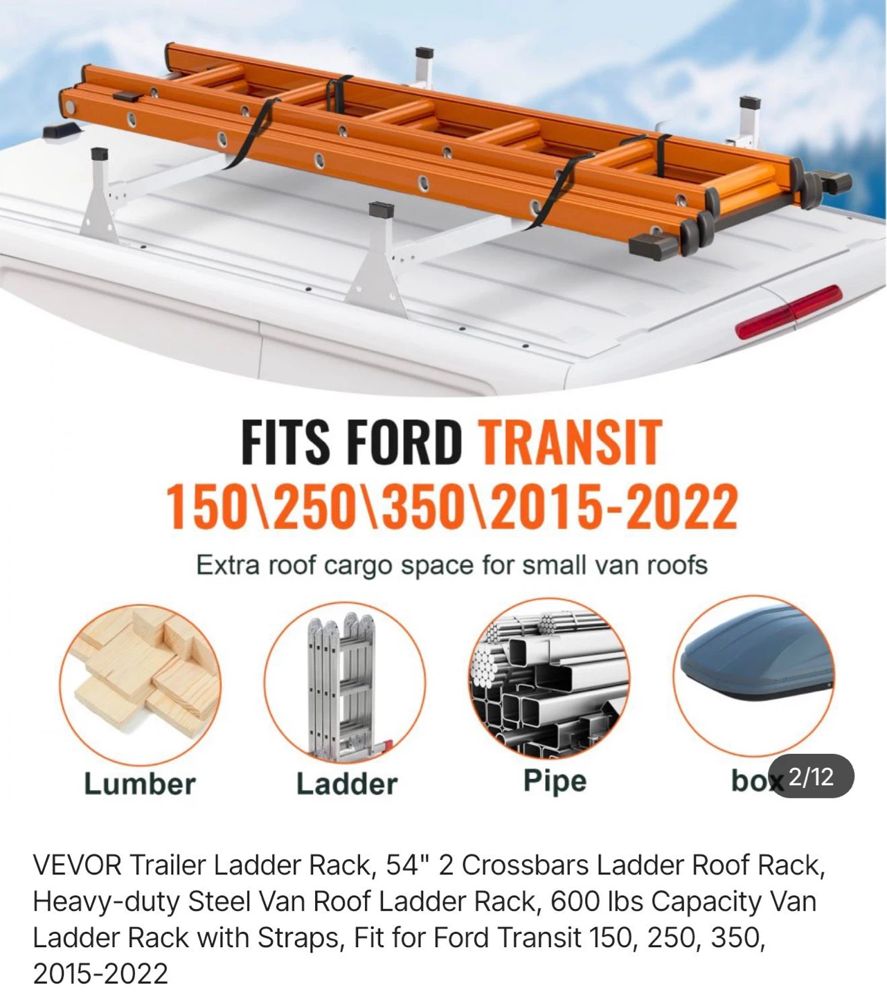 VEVOR Trailer Ladder Rack for Ford Transit 2015-2022 - photo 2
