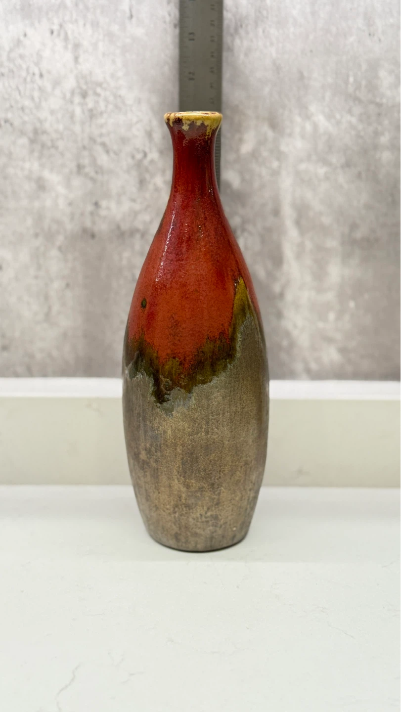 Ceramic Vase - Red and Brown Ombre 11”H - photo 2