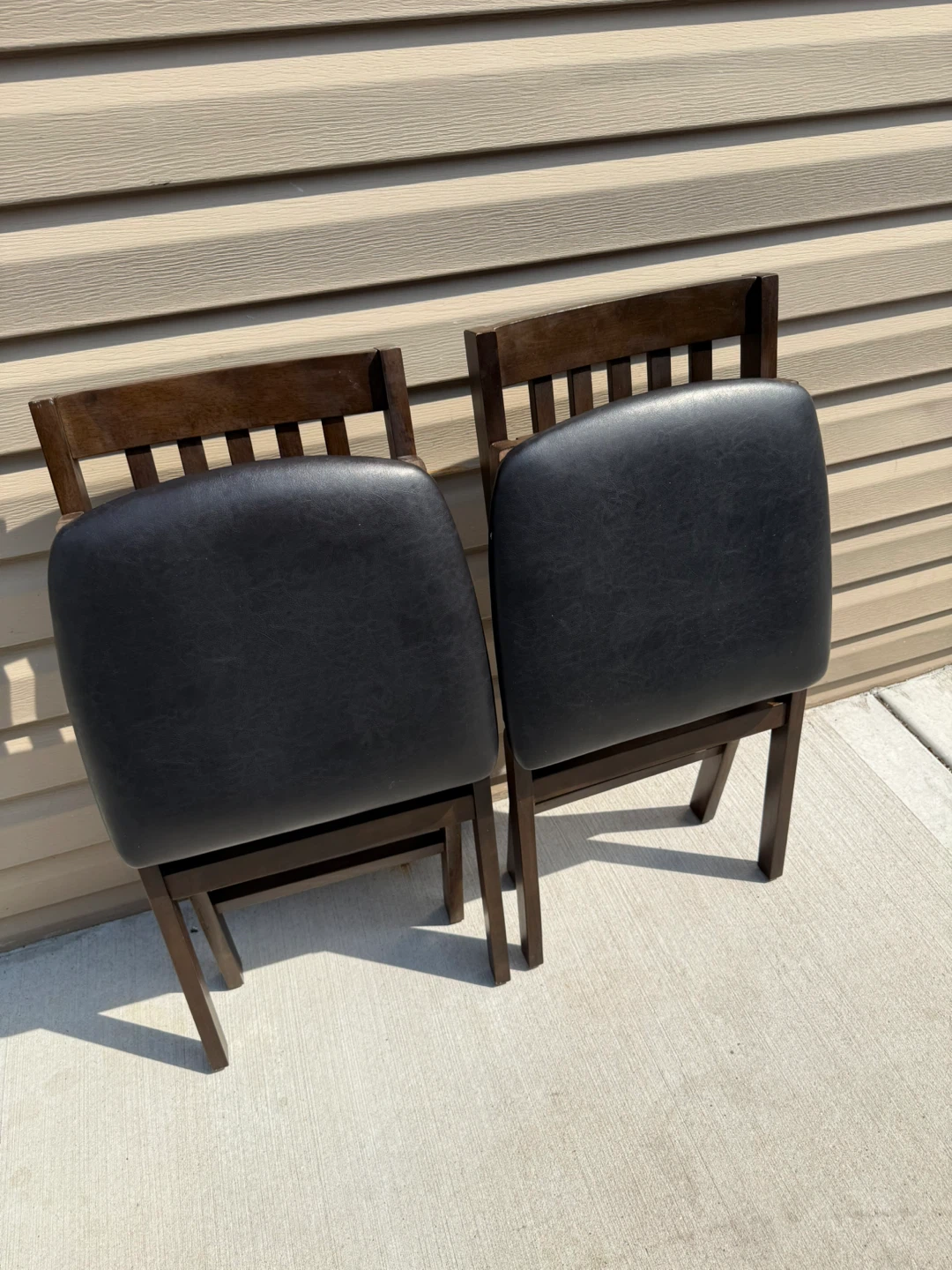 Set of 2 Dark Wood Dining Chairs with Black Upholstered Seats - photo 4
