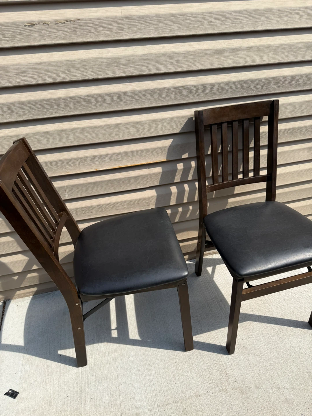 Set of 2 Dark Wood Dining Chairs with Black Upholstered Seats - photo 2
