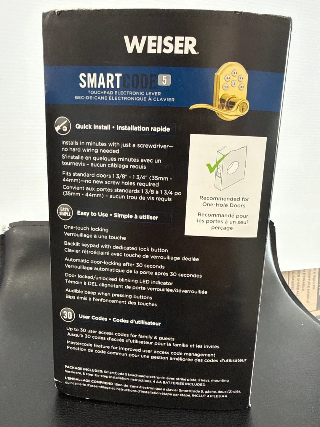 Weiser SmartCode 5 Touchpad Electronic Lever Lock - photo 2