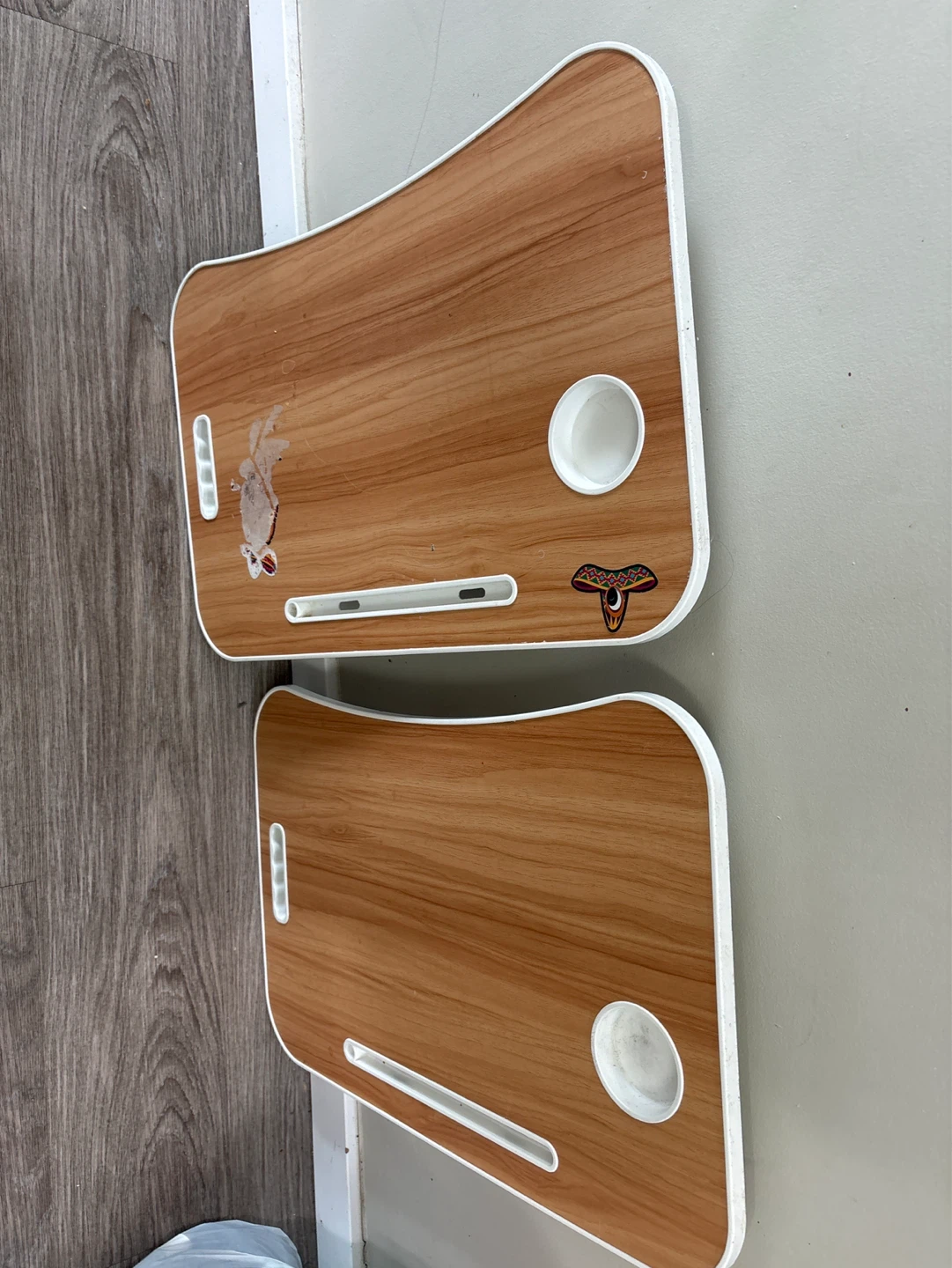 2 Foldable Laptop Desk Tray with Cup Holder