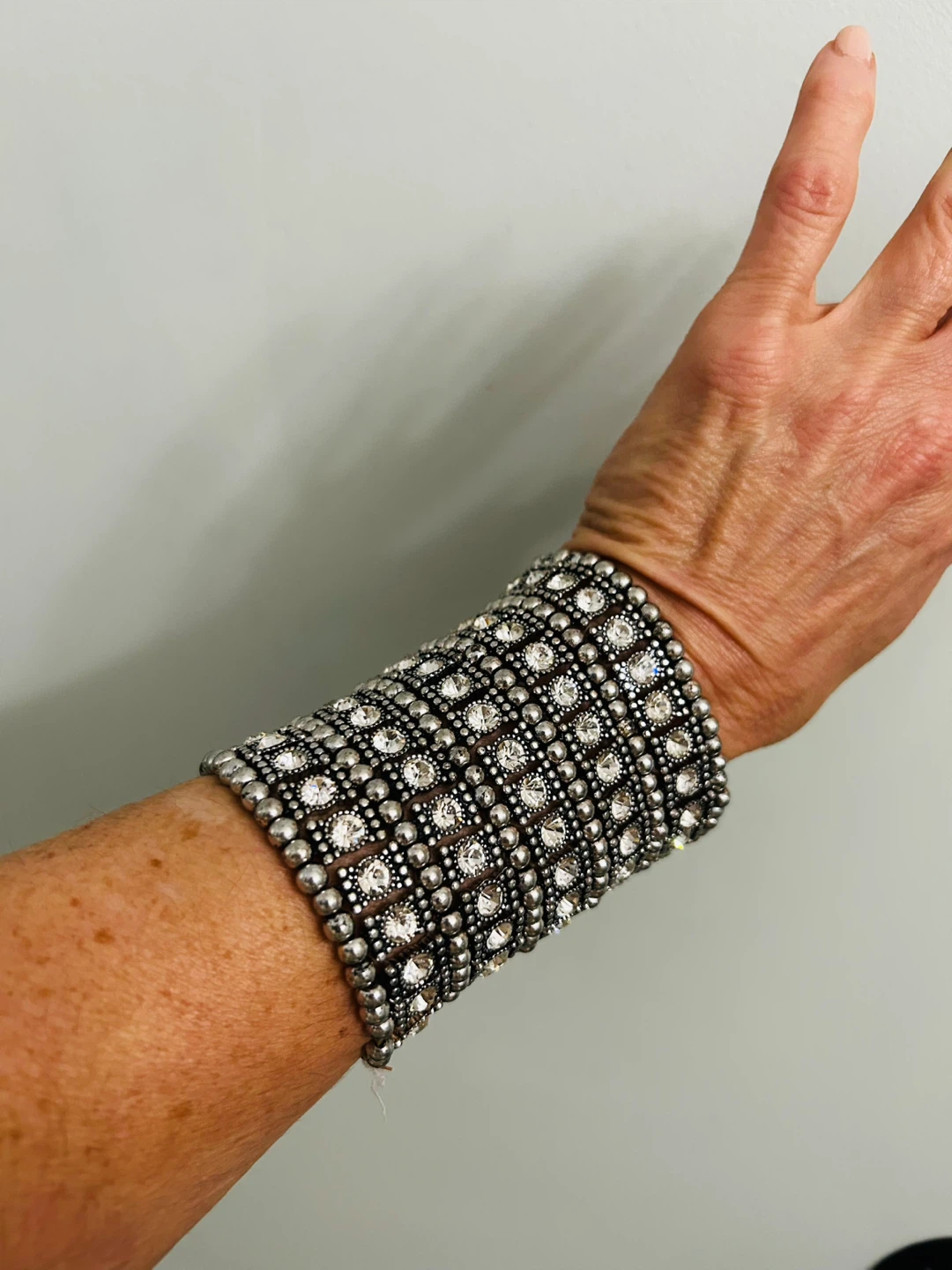 Sparkly Silver Wide Cuff Bracelet