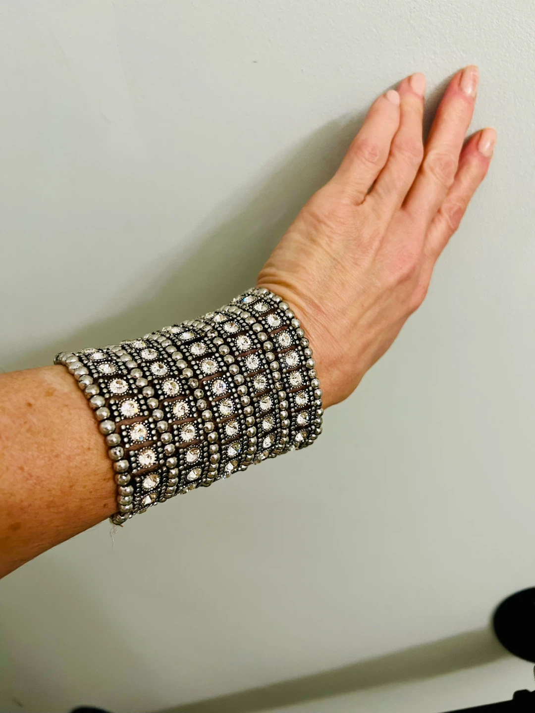 Sparkly Silver Wide Cuff Bracelet - photo 2