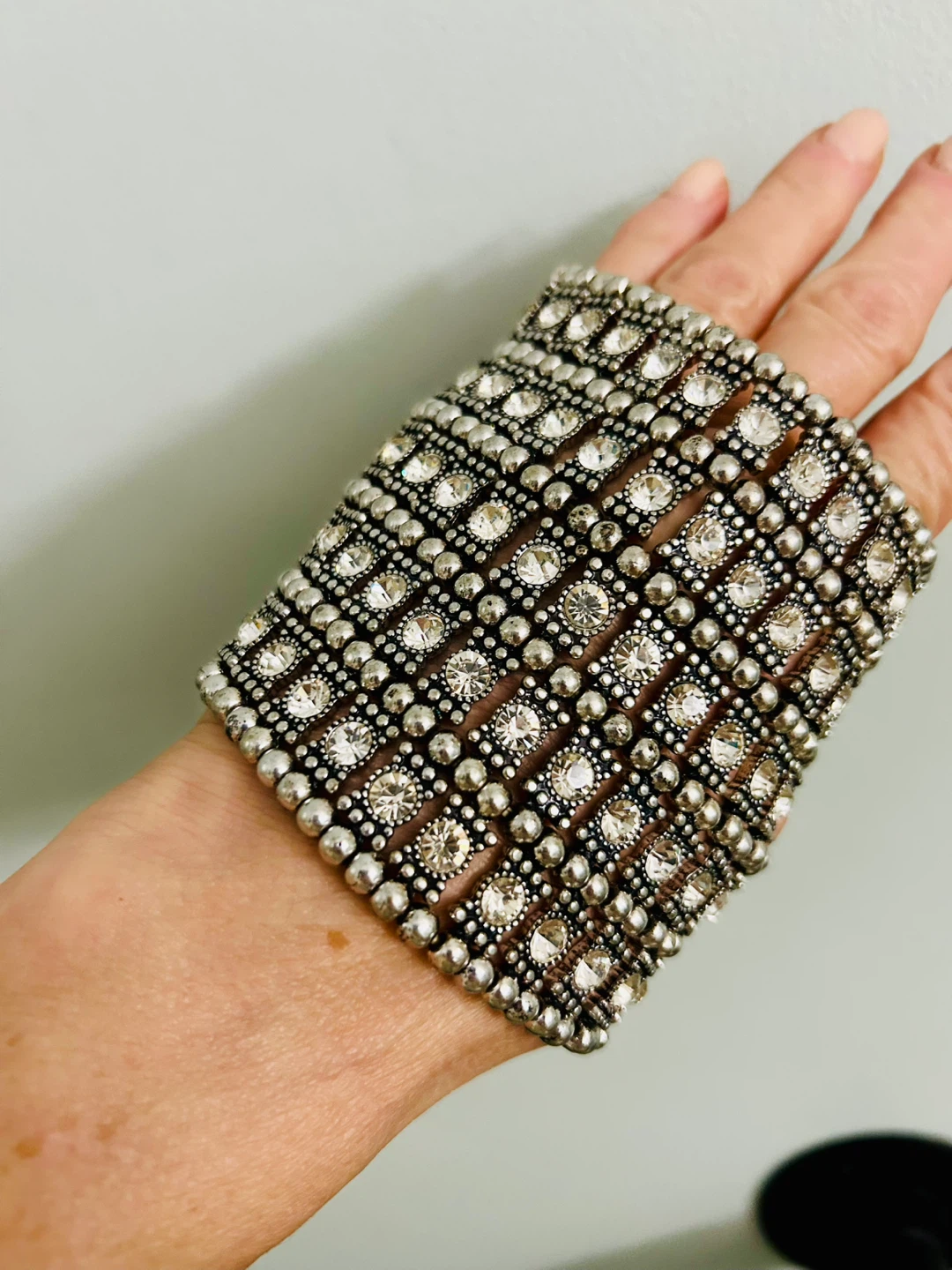 Sparkly Silver Wide Cuff Bracelet - photo 4