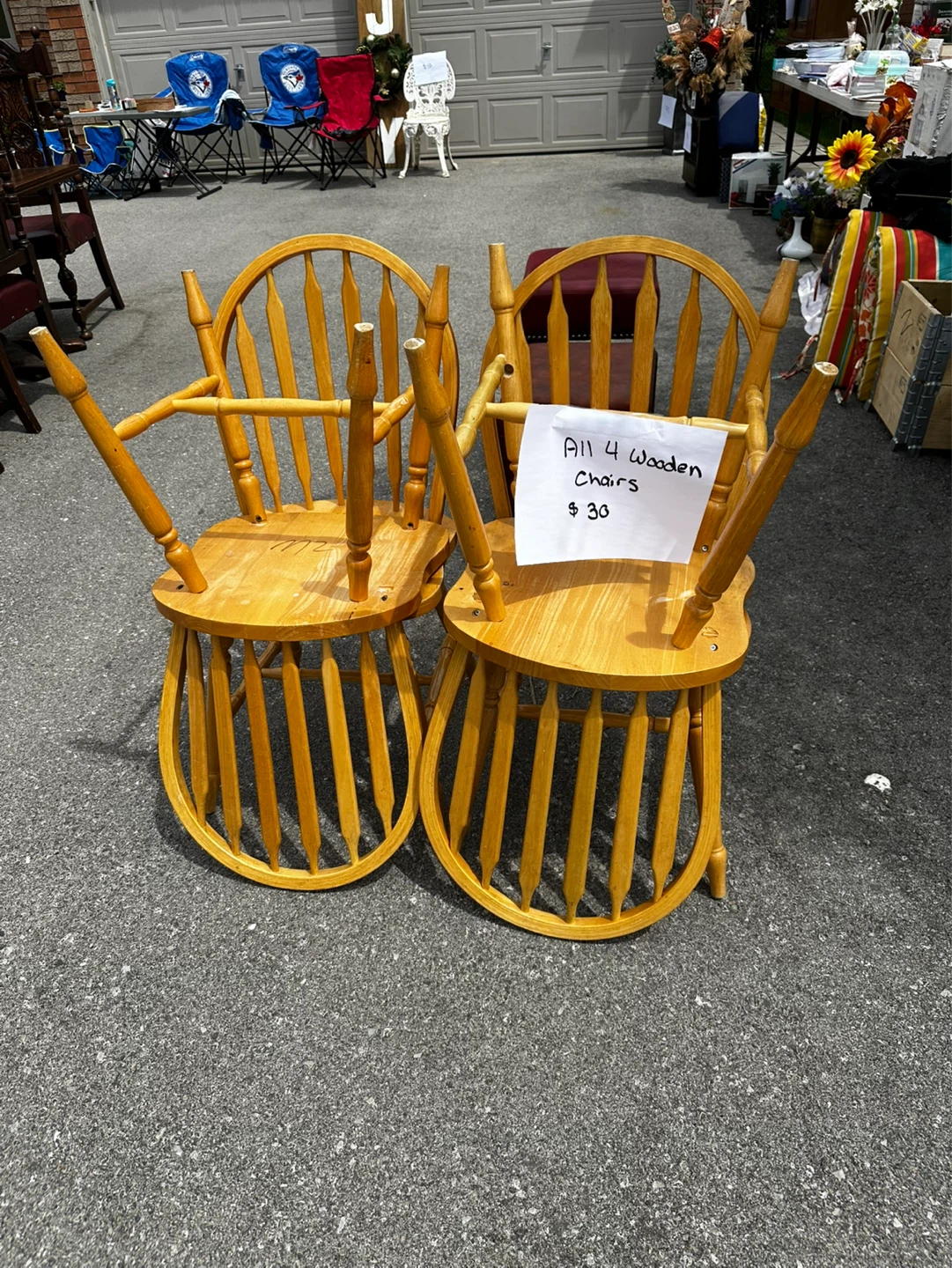Set of 4 wooden chairs - photo 2