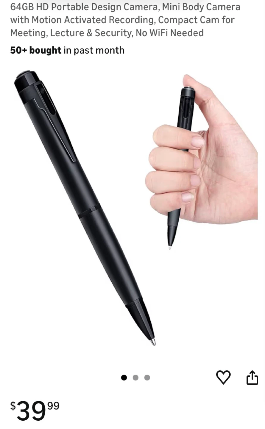 Security Camera Pen - 1080P HD with 64GB Memory