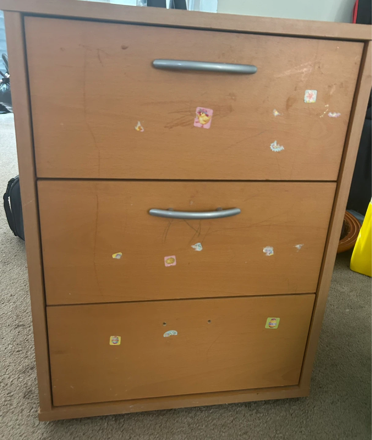 Light Brown 3-Drawer Filing Cabinet