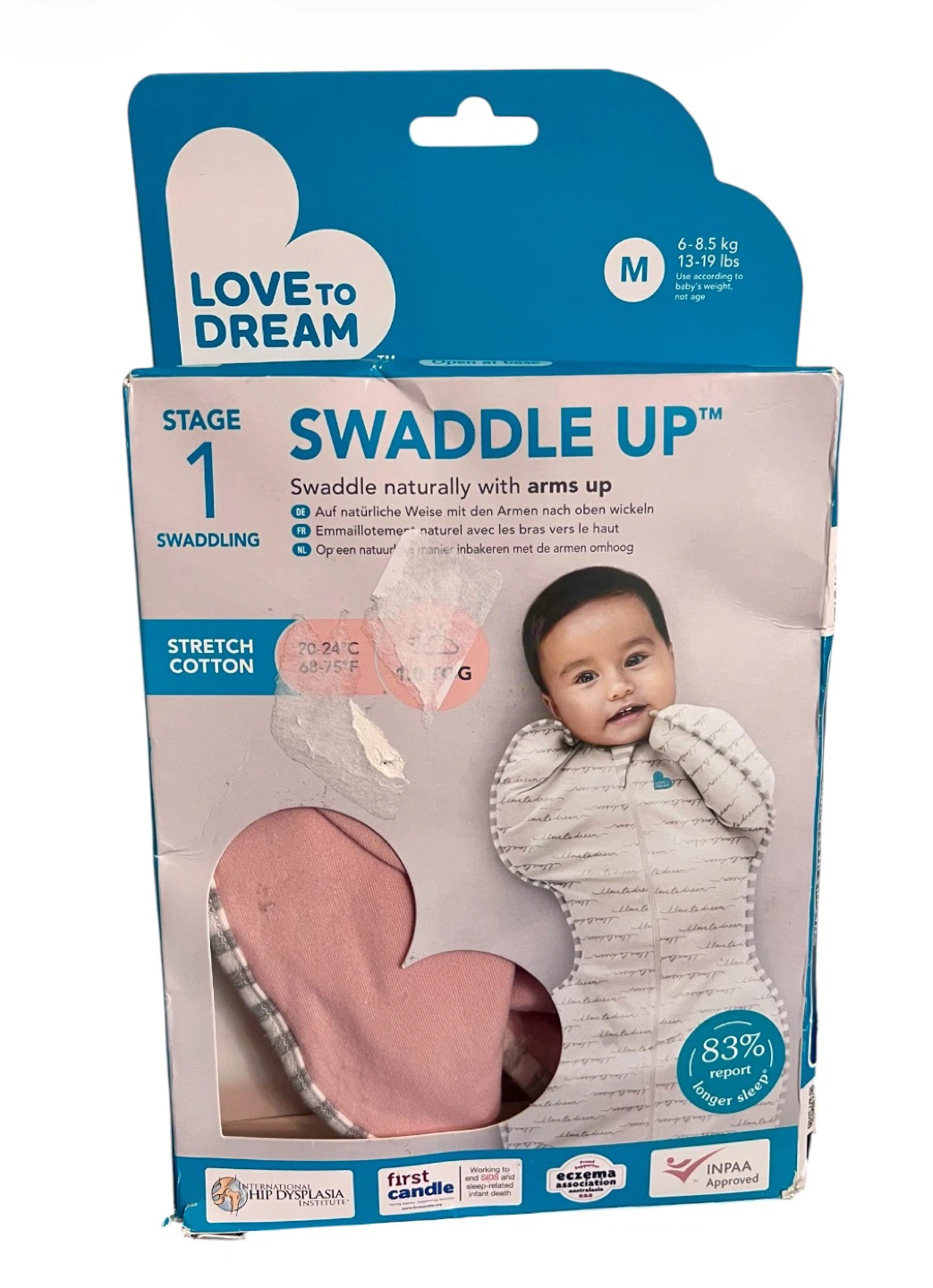 Love To Dream Swaddle UP Stage 1 – Medium (Dusty Pink) 💗