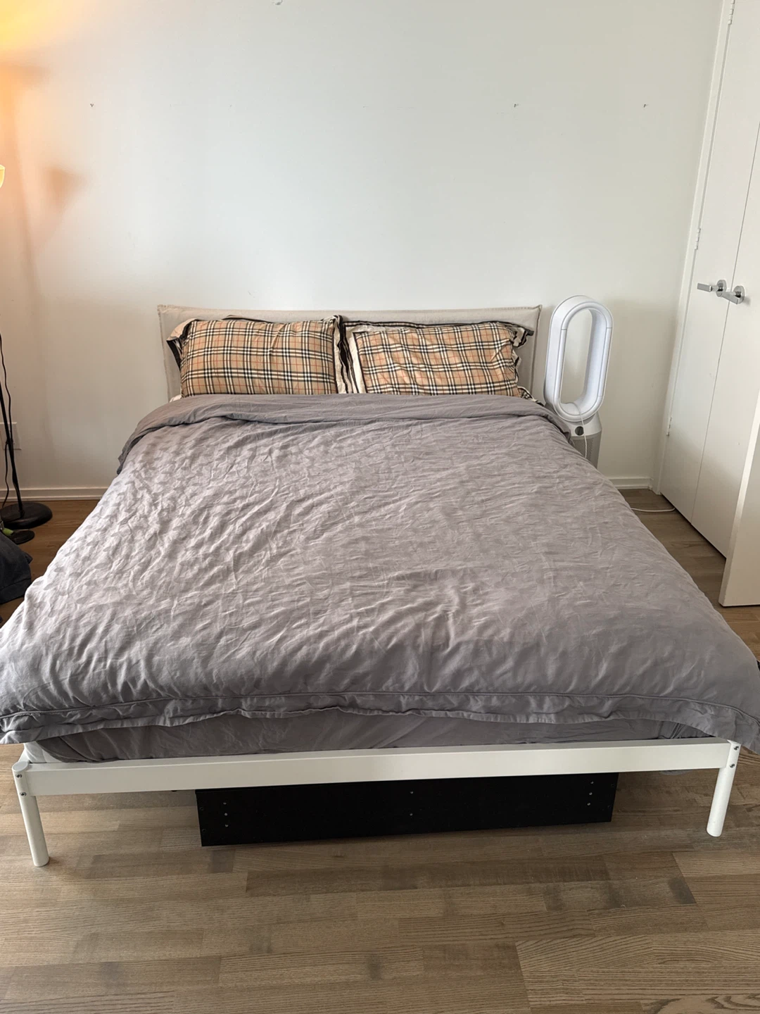 IKEA White Queen Size Bed Frame & Mattress with Storage Drawer