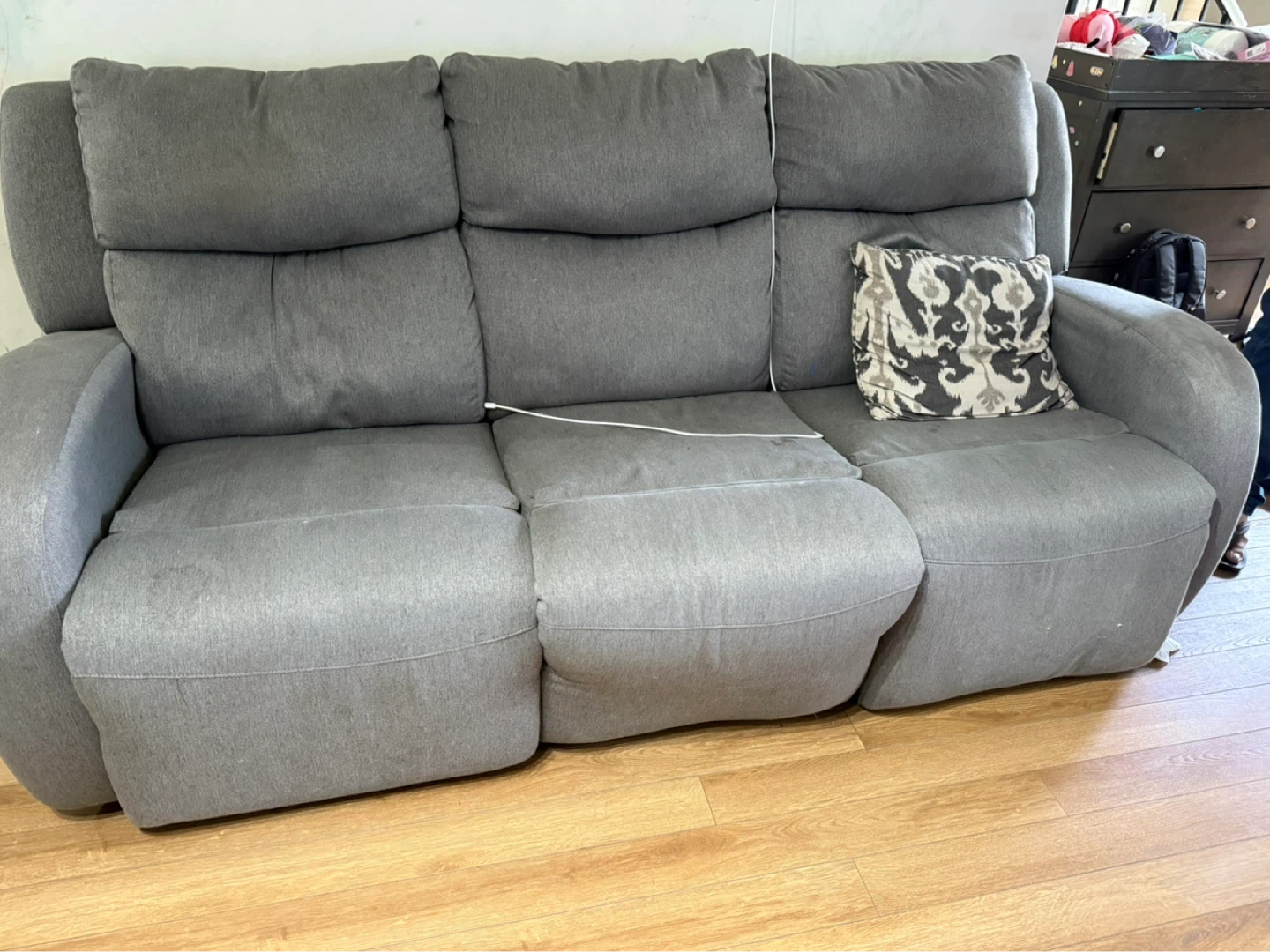 Gray 3-Seater Reclining Sofa - photo 2