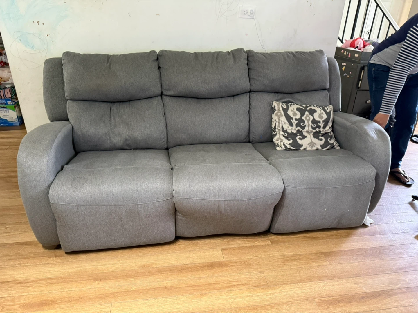 Gray 3-Seater Reclining Sofa