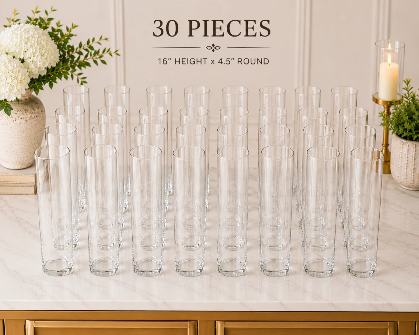 Clear Glass Cylinder Vases - 16" Height x 4.5" Round - photo 2