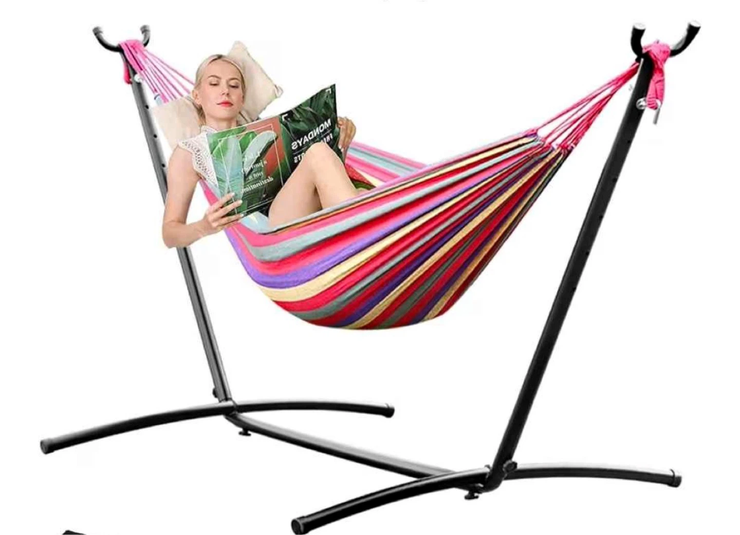 Striped Hammock with Stand