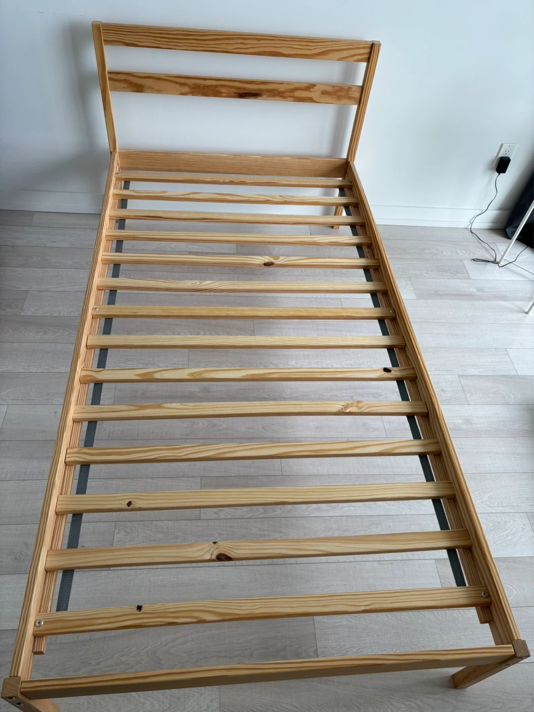 Solid pine wood twin size bed frame