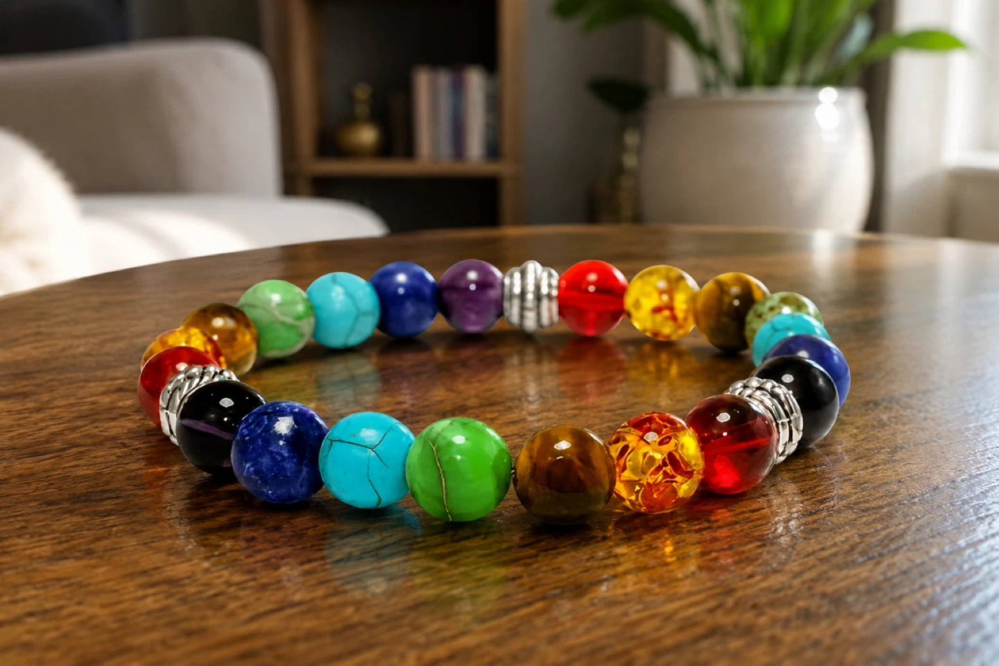 Chakra crystal bead bracelet
