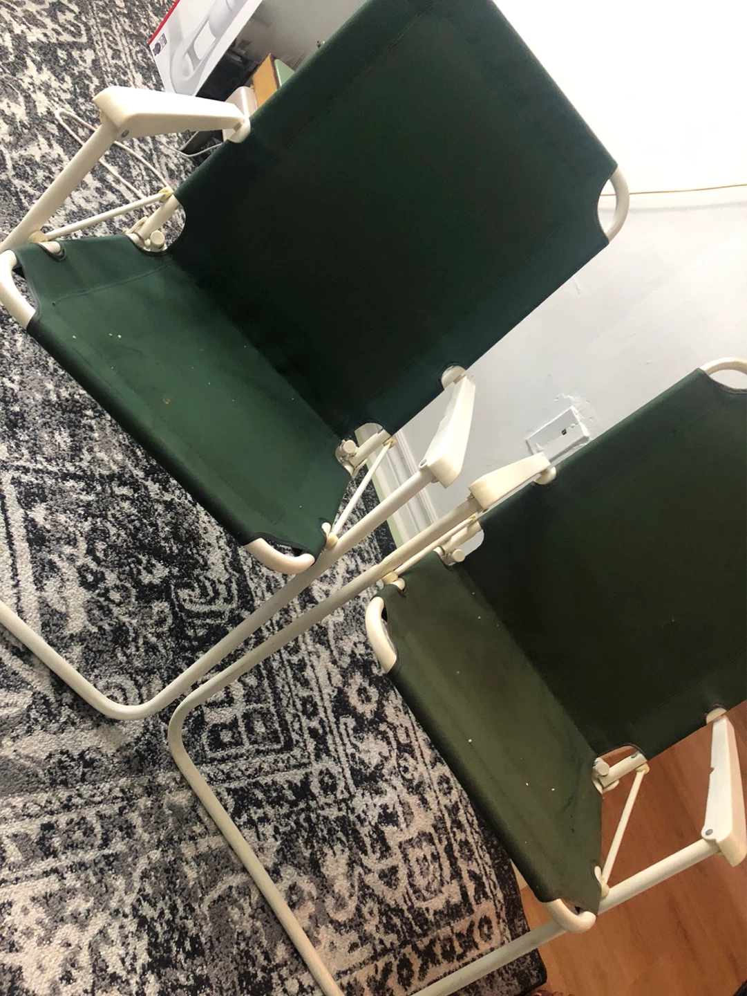 Set of 2 Green Folding Camp Chairs for outdoor bd picnic