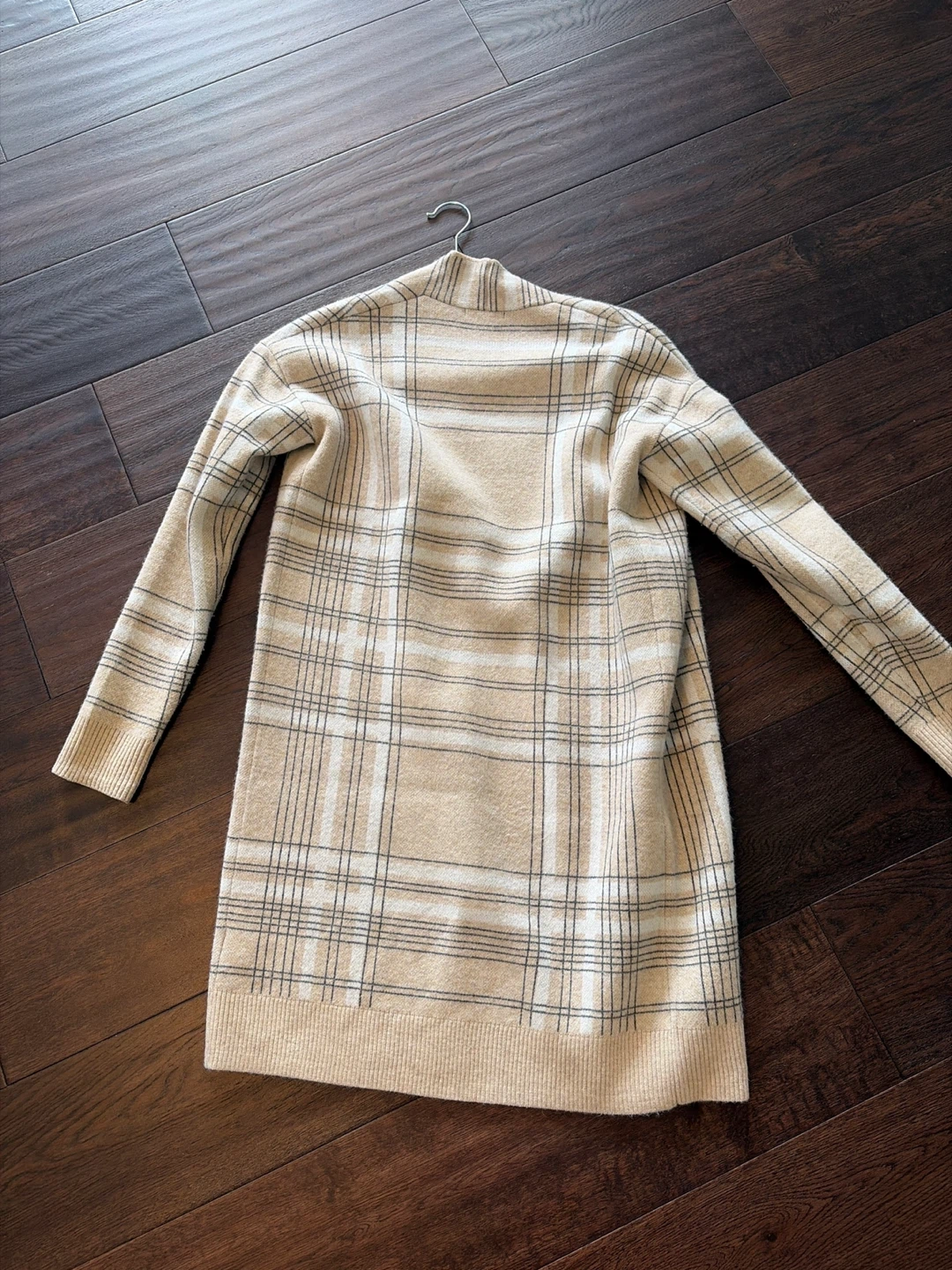 Cream Plaid Cardigan Sweater - photo 2