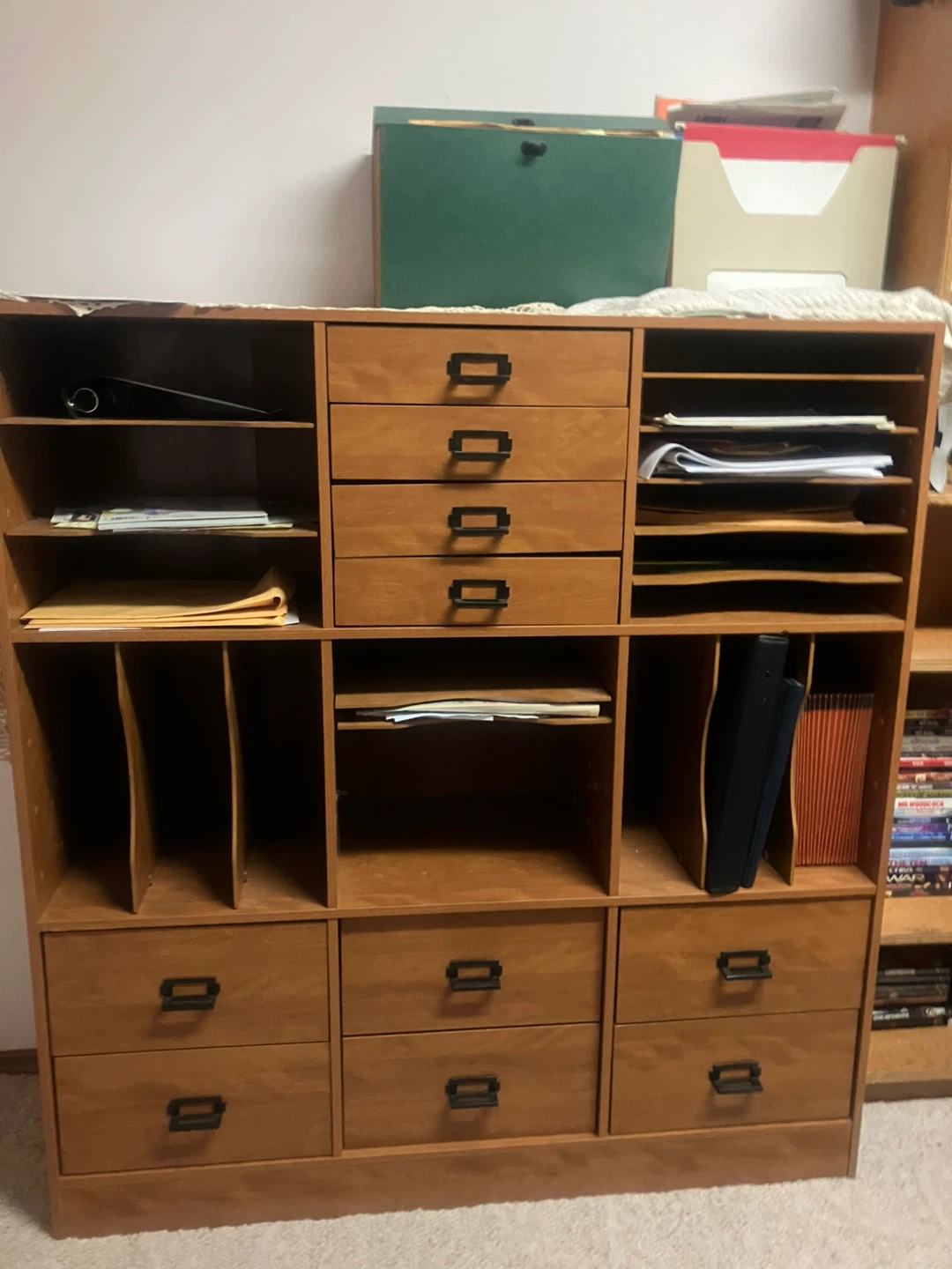 Wooden Desktop Organizer with Drawers and Shelves
