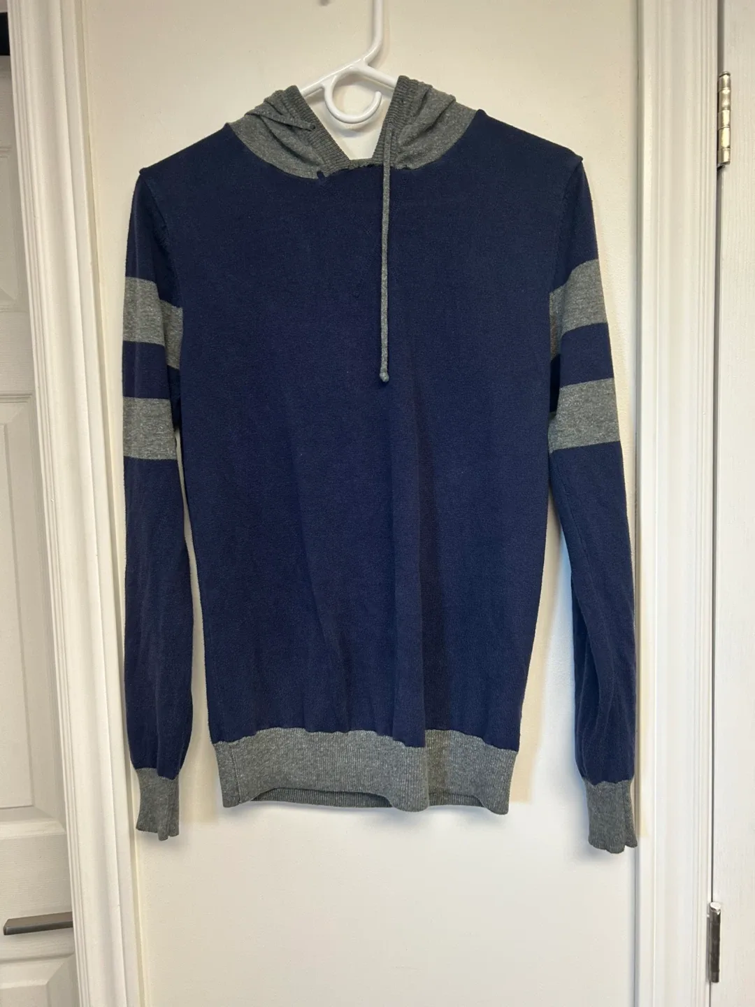 Urban Heritage Navy and Grey Striped Hoodie Sweater