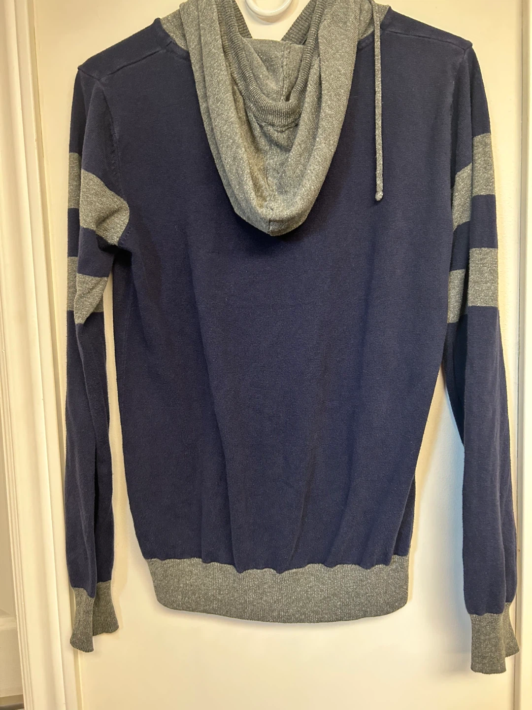 Urban Heritage Navy and Grey Striped Hoodie Sweater - photo 2