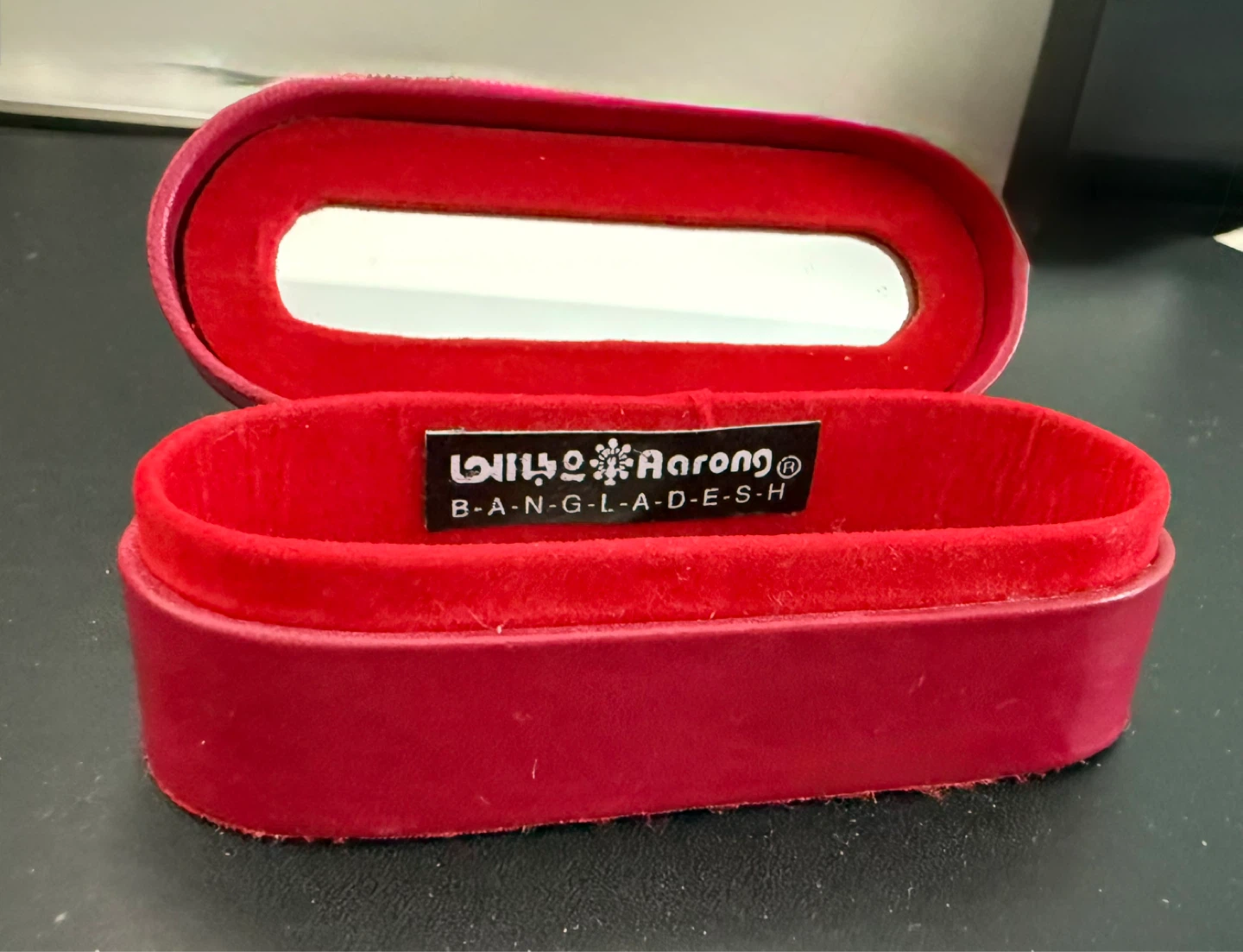 Aarong Red Oval Jewellery Case with Mirror