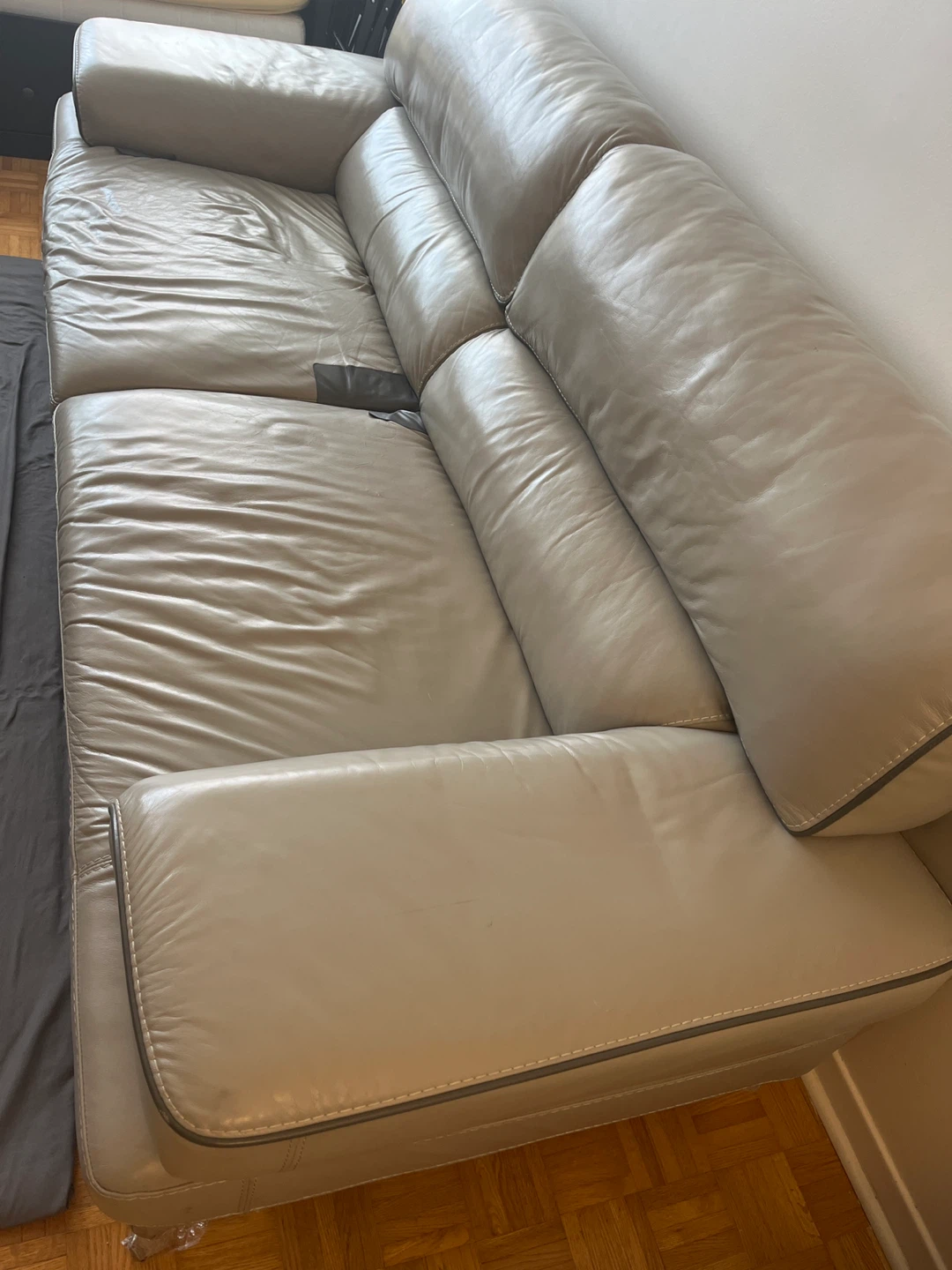Light Grey Leather Sofa - photo 2