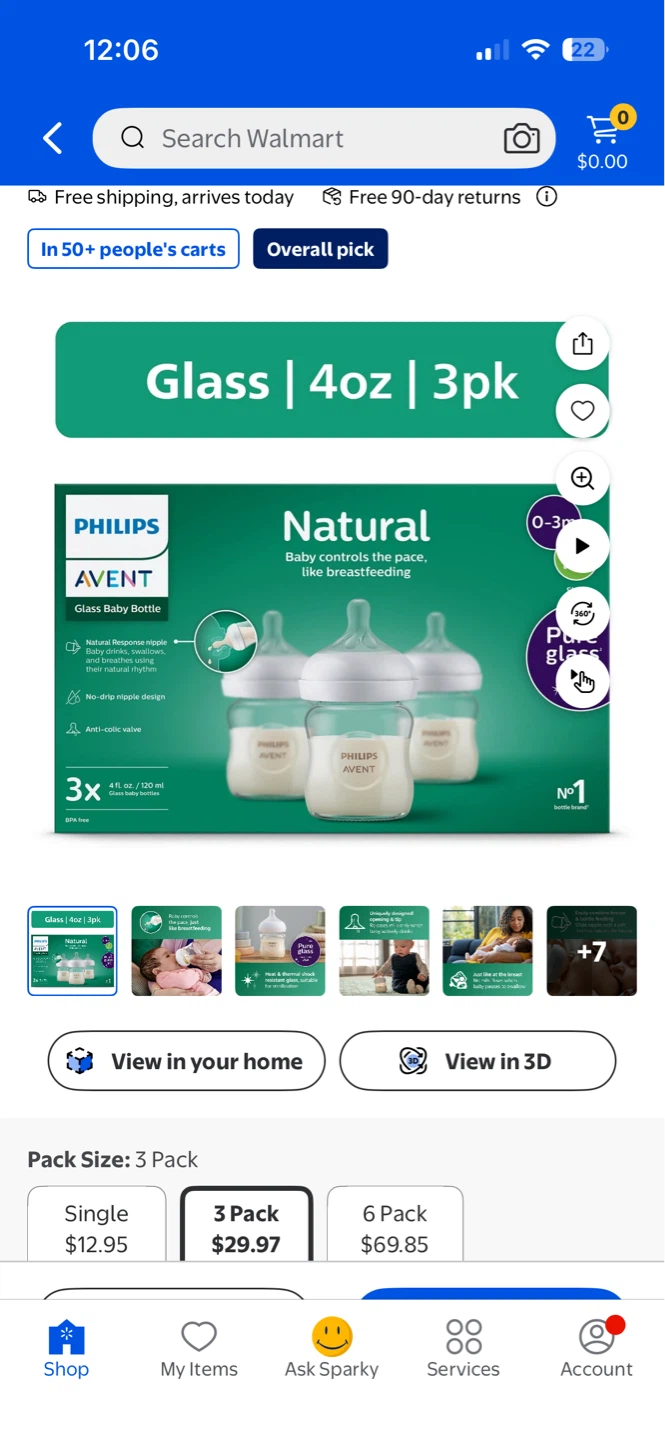 Philips Avent Natural Glass Baby Bottles - 4 oz (4 pack) - photo 2