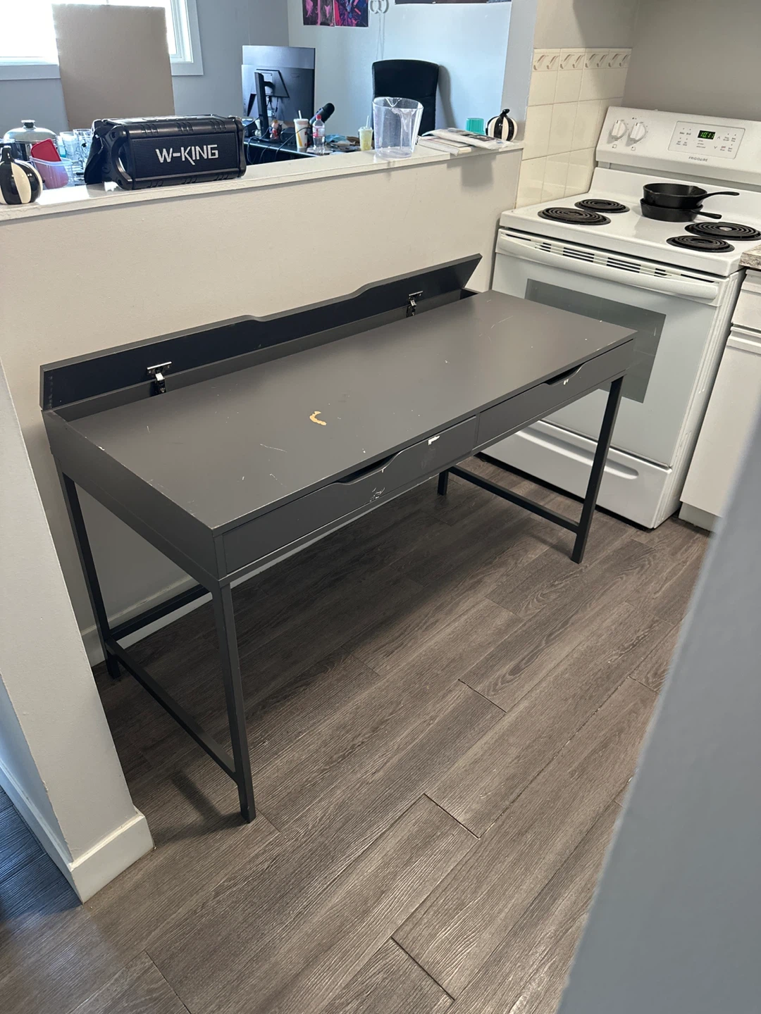 Grey Desk with Drawers - photo 3