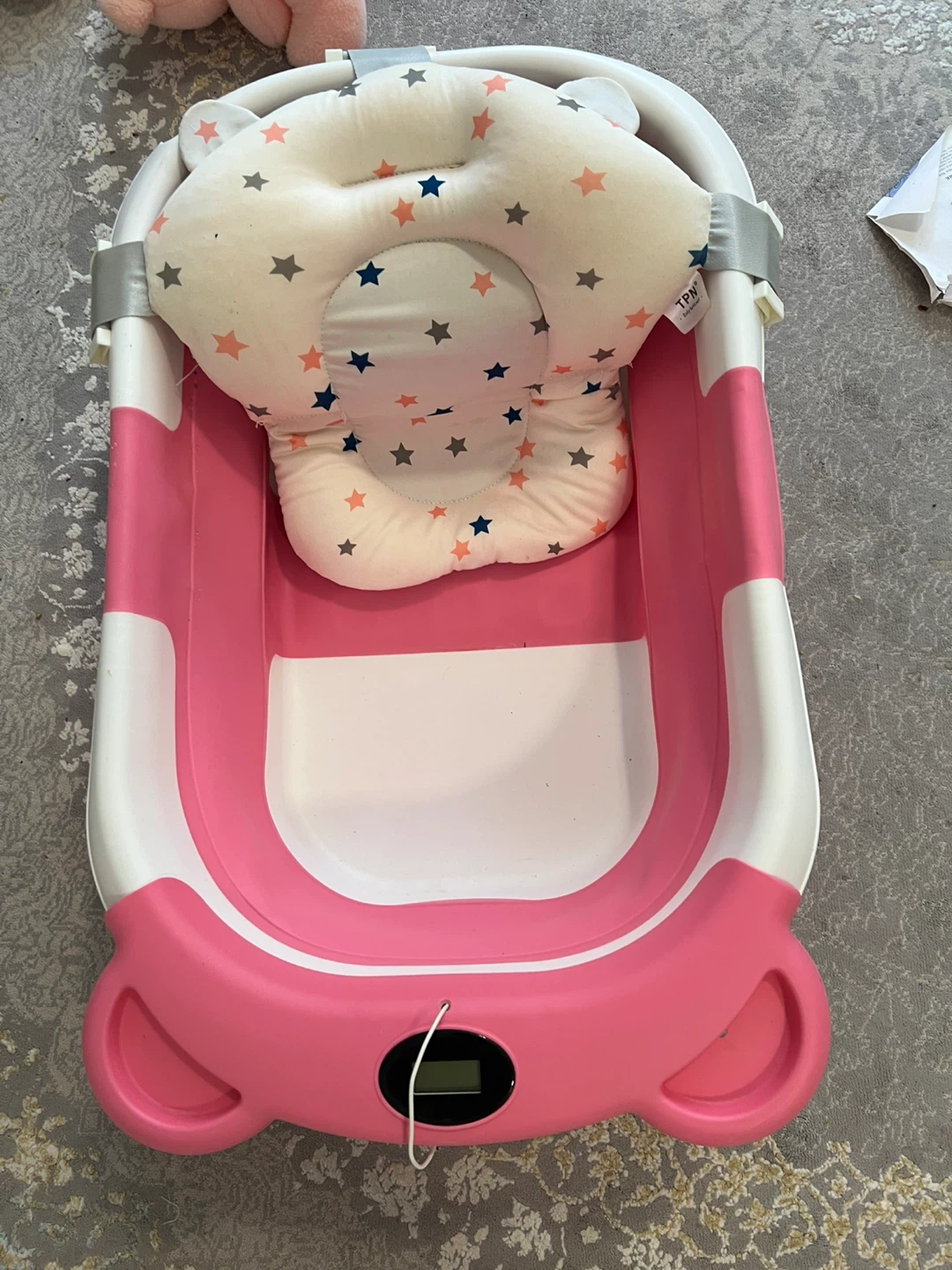 Pink Collapsible Baby Bathtub with Digital Scale