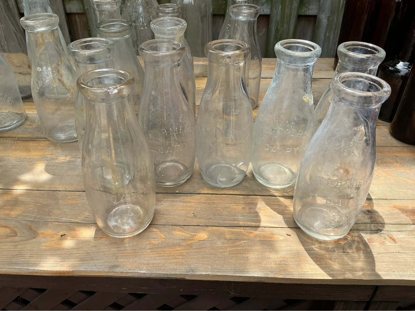 7 Antique “FARMERS DAIRY” Glass Milk Bottles !
