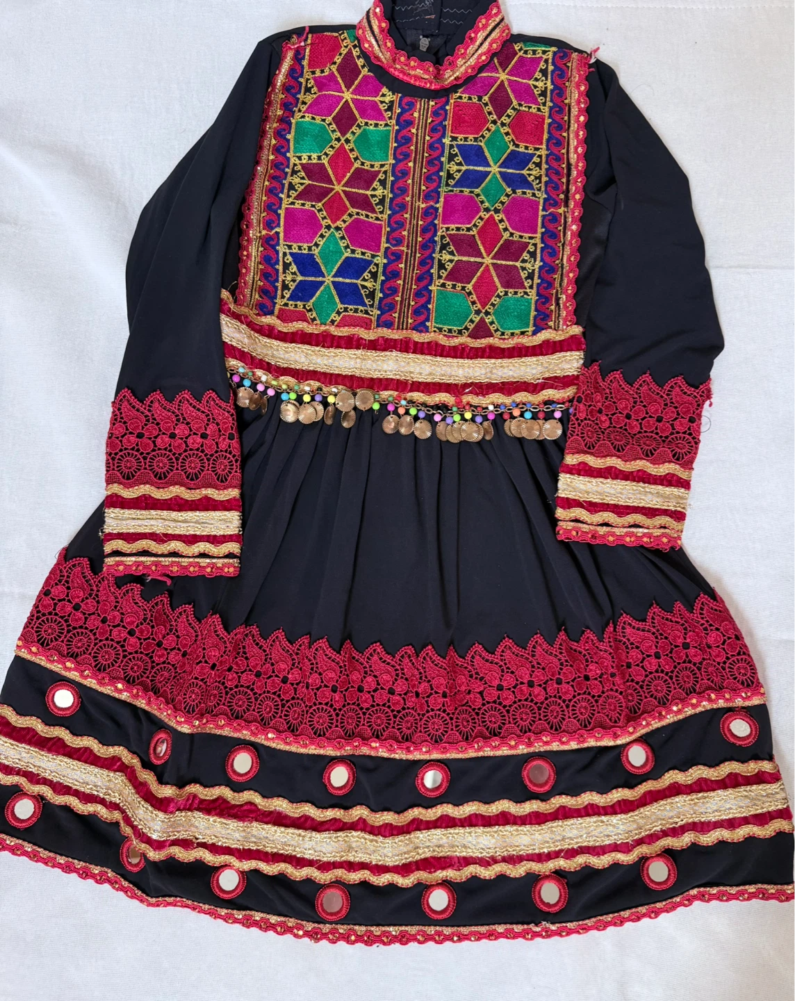 Embroidered Afghan Dress with Dupatta and Pants - photo 4