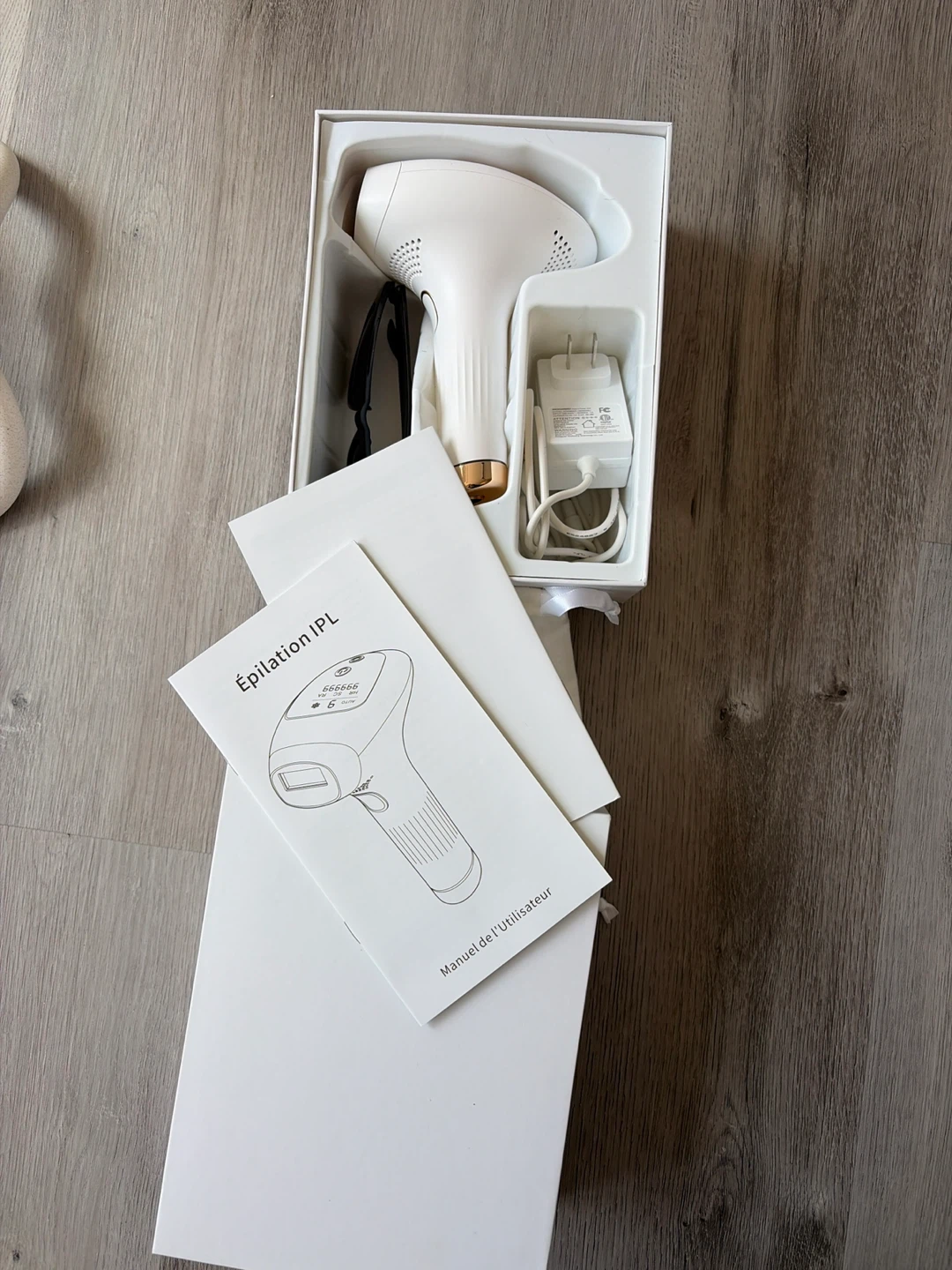 White IPL Hair Removal Device with Charger and Manual