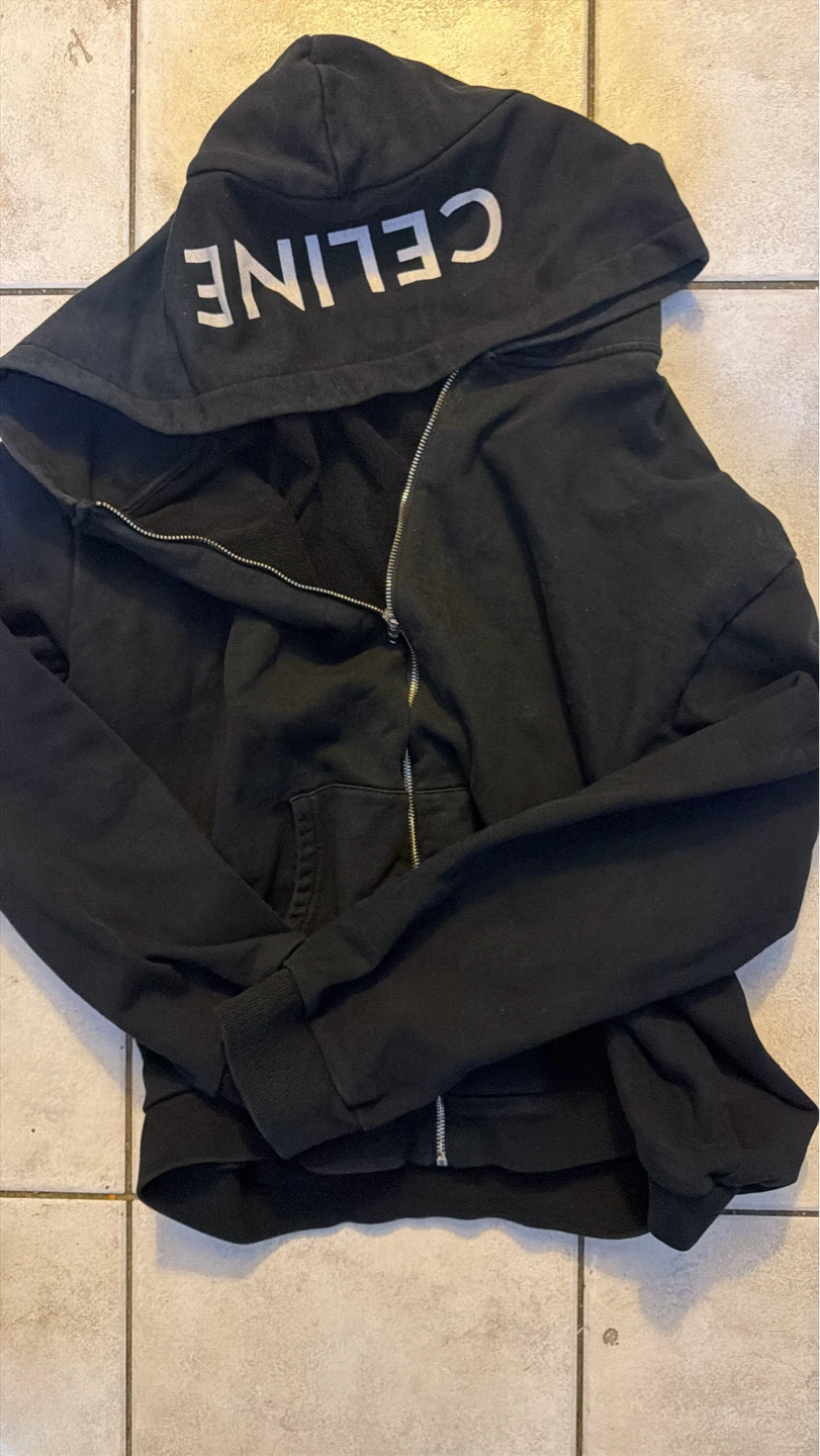 Celine Black Zip-Up Hoodie