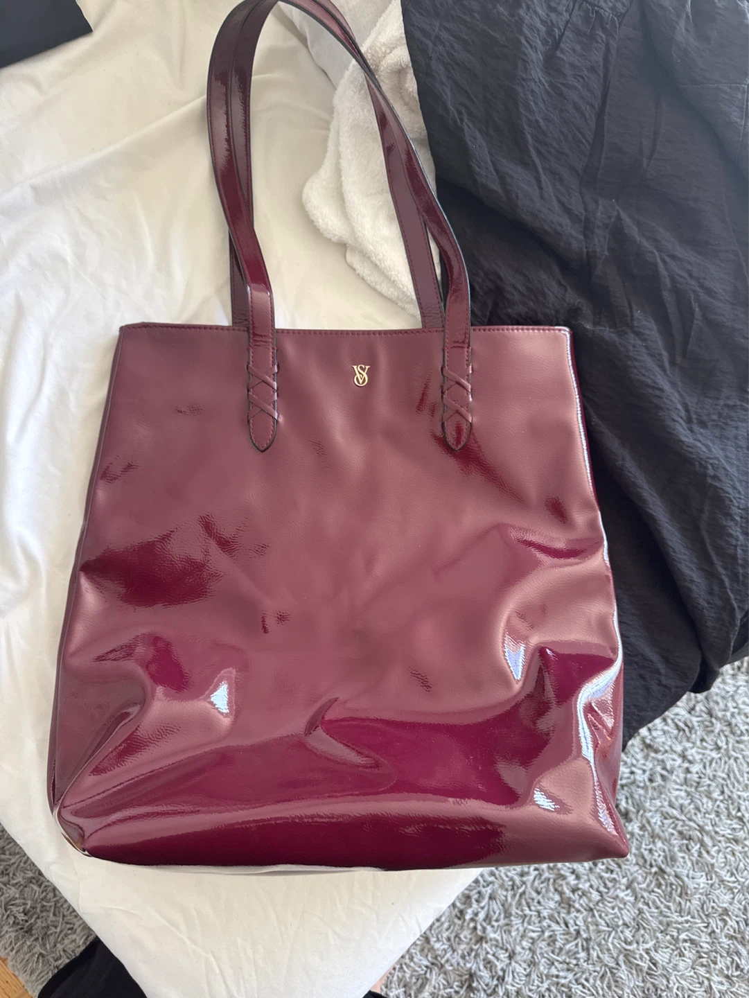 Victoria's Secret Patent Tote Bag - Burgundy