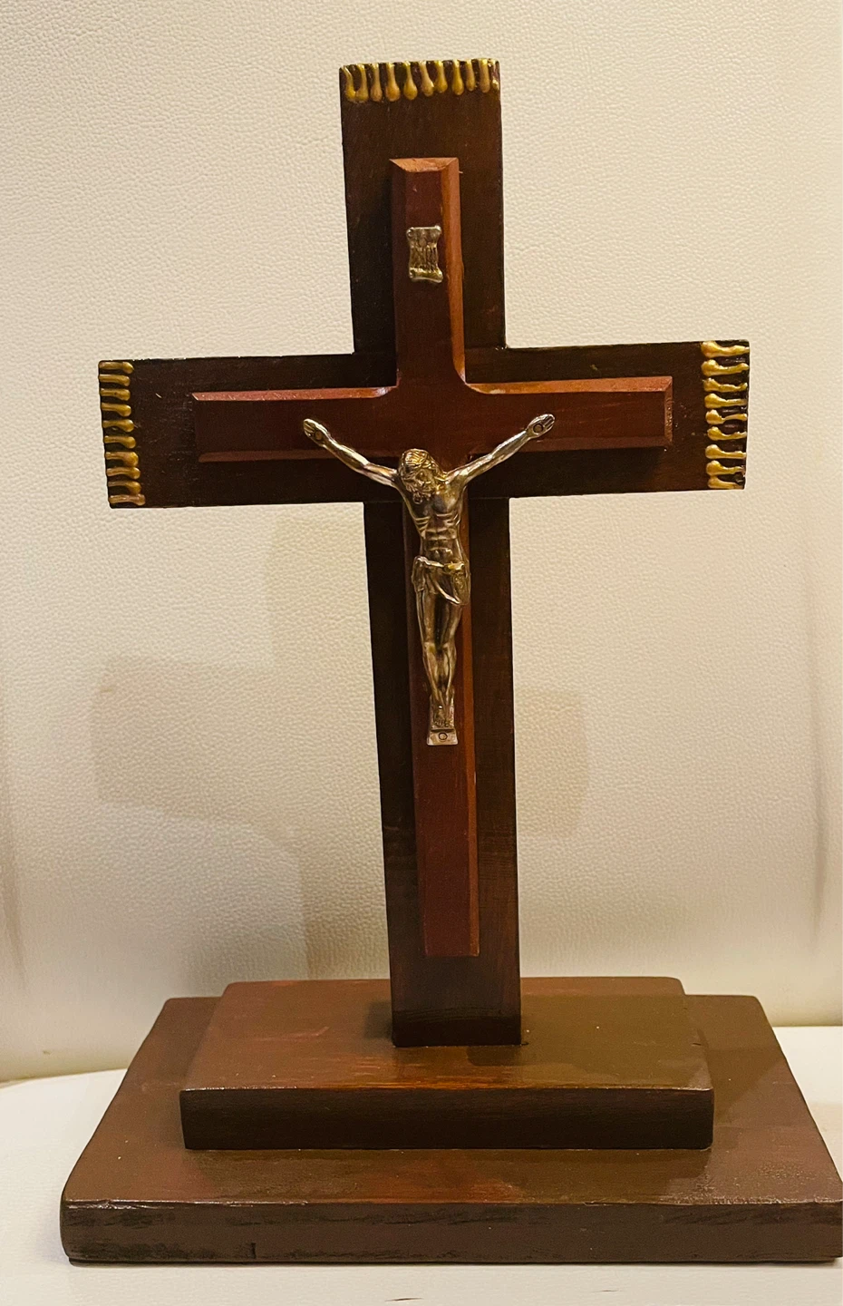 Wooden Tabletop Crucifix with Jesus Figure - photo 3