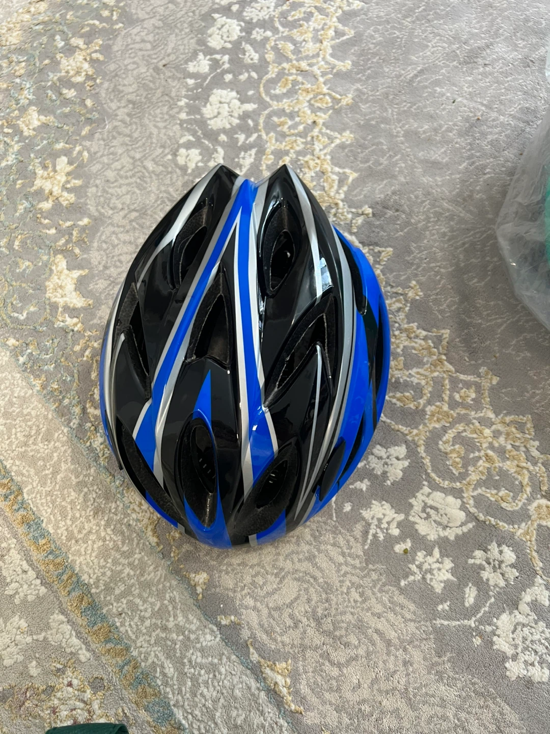 Blue and Black Bike Helmet