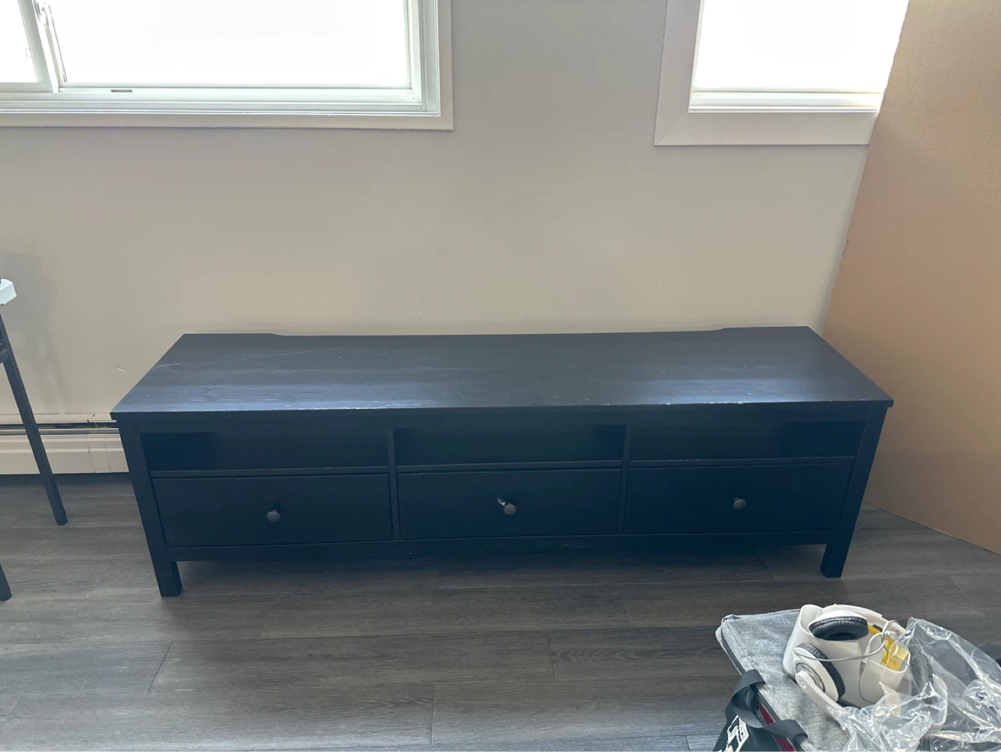 Black TV Stand with Drawers