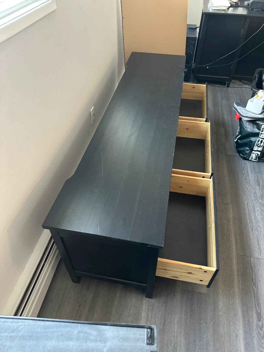 Black TV Stand with Drawers - photo 2