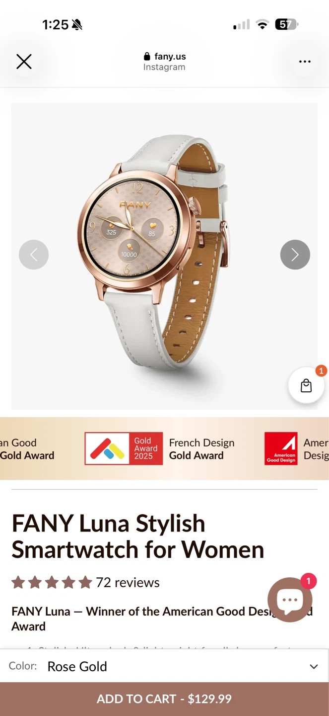 FANY Luna Stylish Smartwatch for Women - Rose Gold - photo 4
