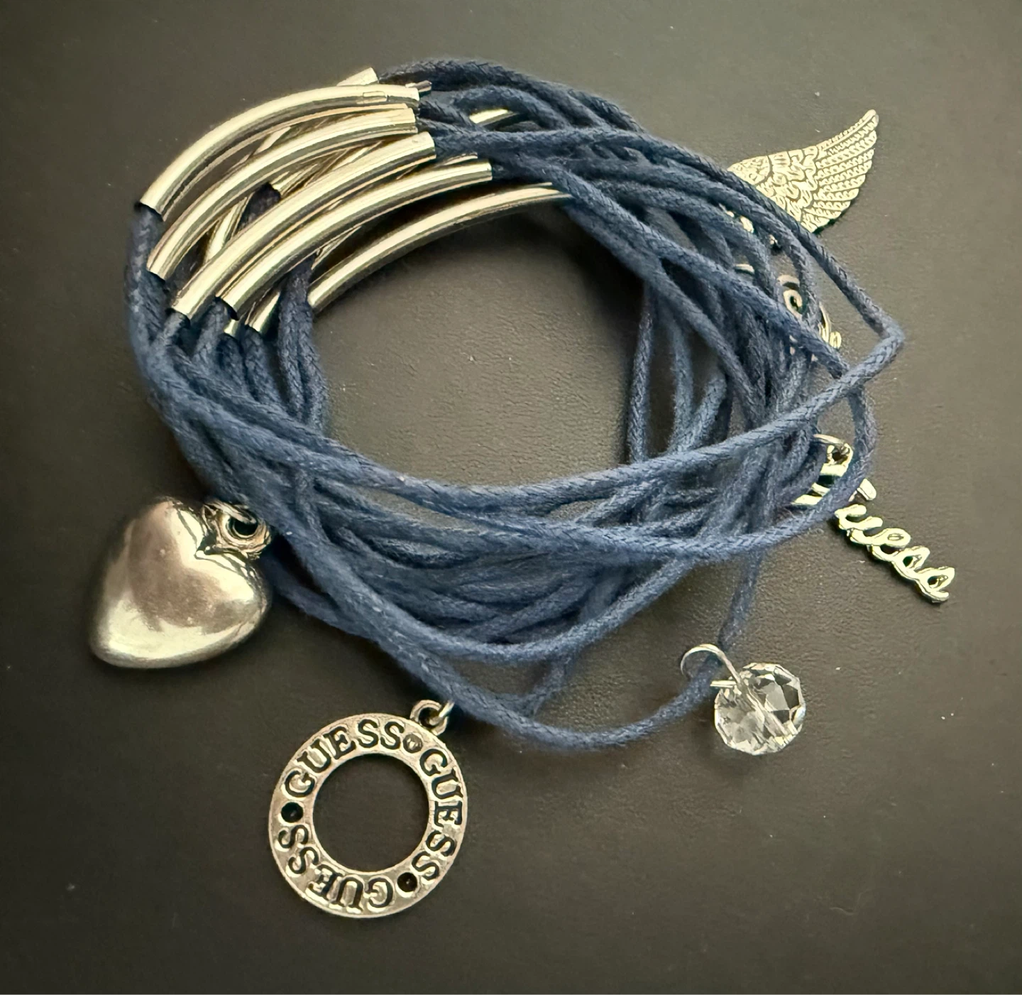 Guess Blue Cord Bracelet with Charms