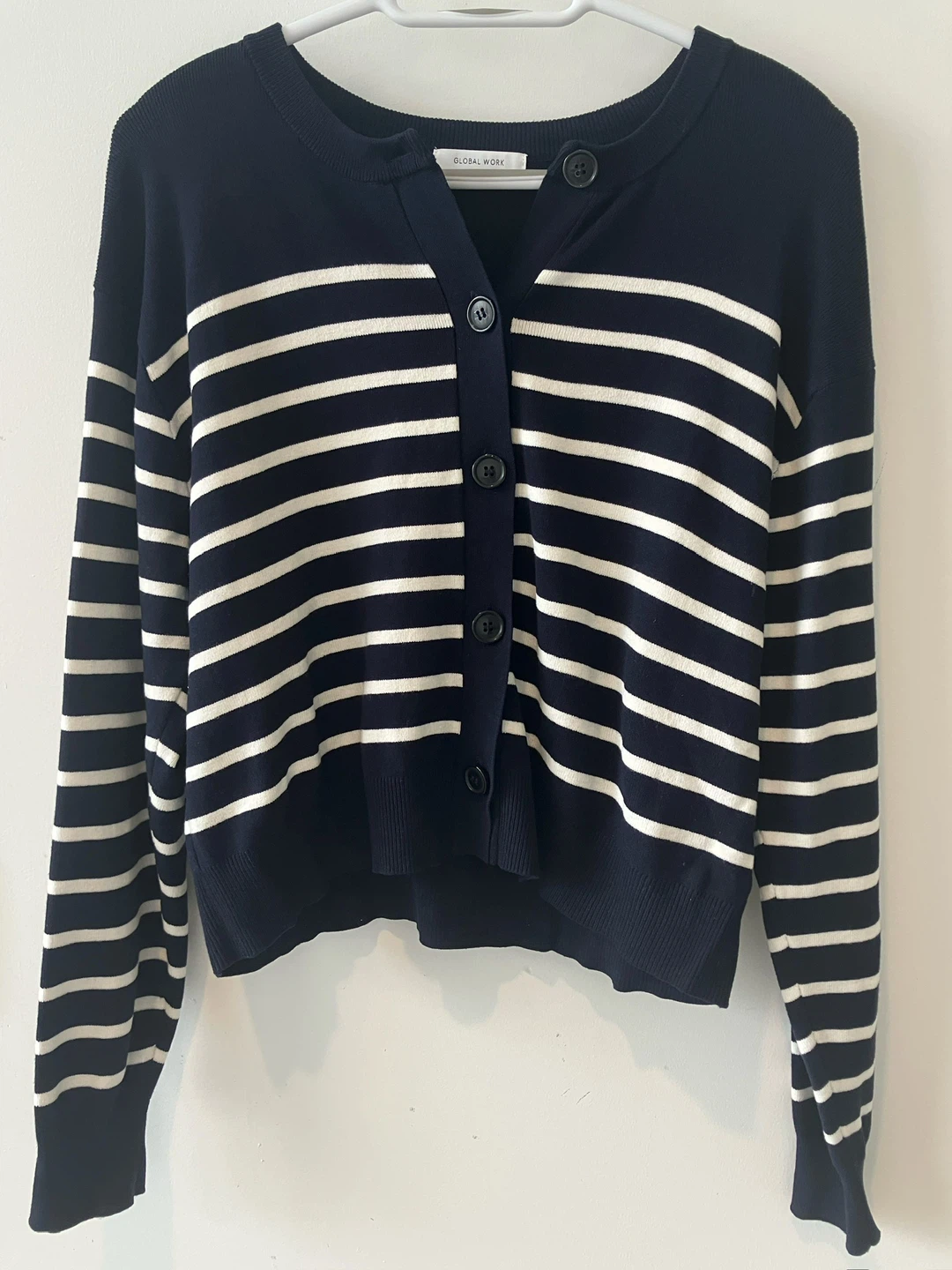 Navy Striped Button-Up Cardigan - photo 4